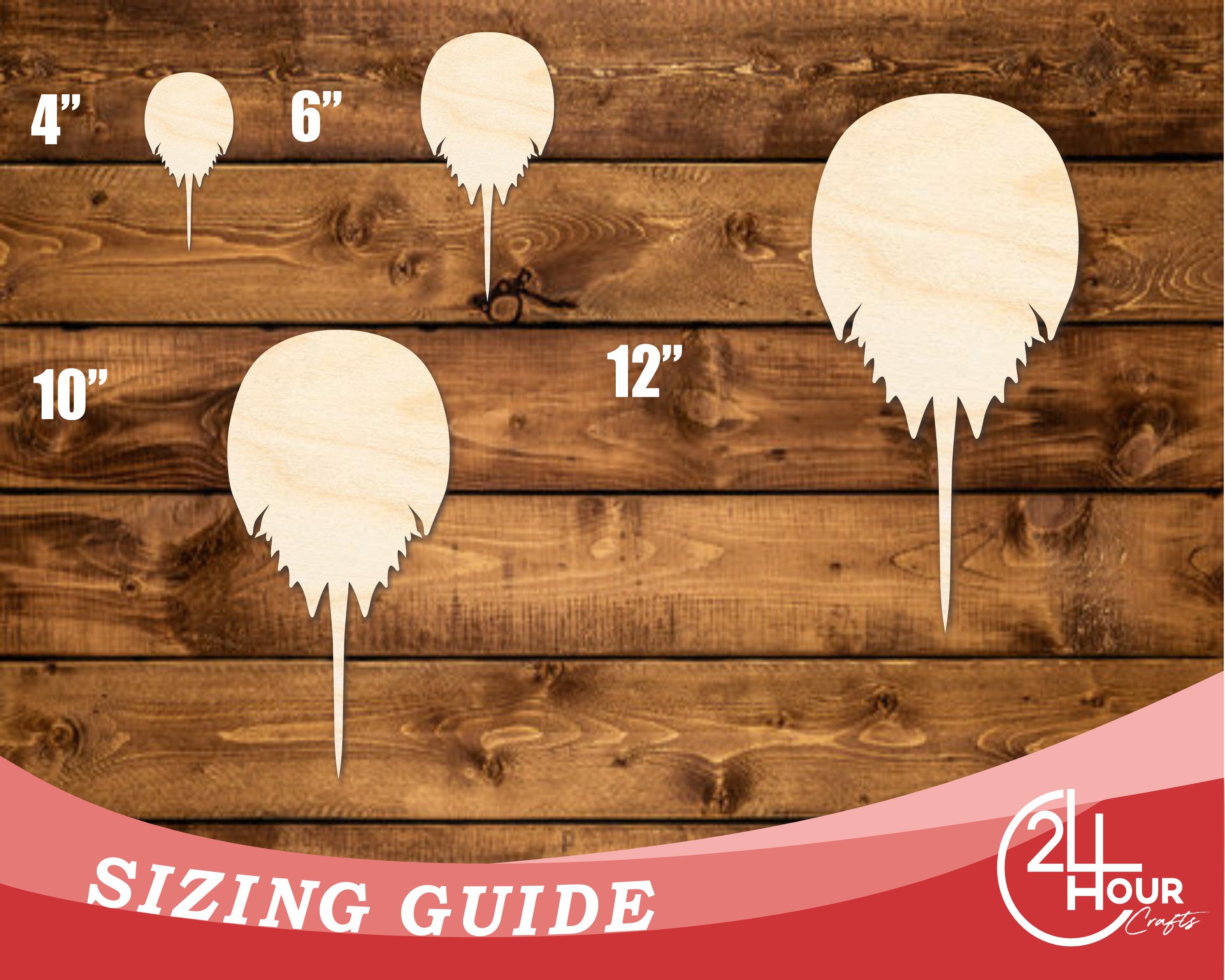 Unfinished Baltic Birch Wood Horseshoe Crab Shape for Up to 46 DIY Projects