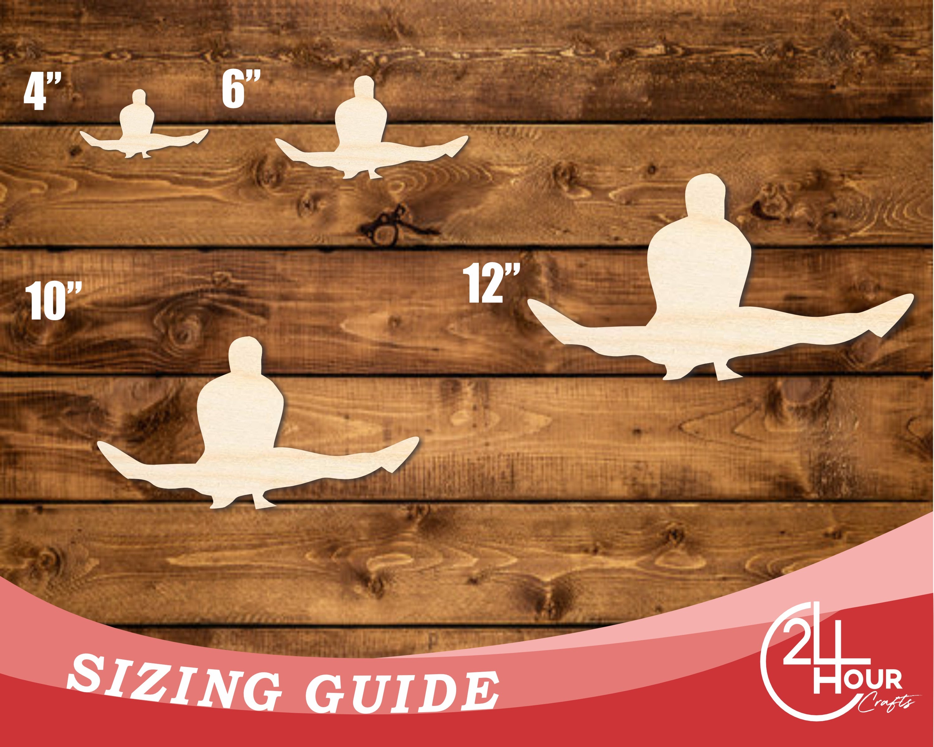 Unfinished Baltic Birch Wood Gymnast Press - Up Shape Cutout for DIY Crafts, Available in Sizes Up to 46 Inches