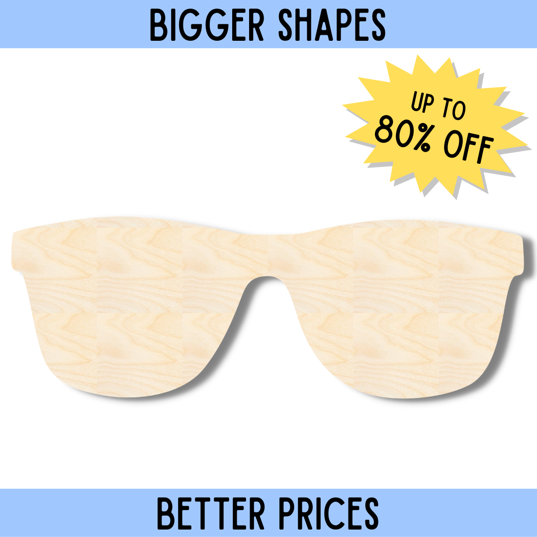 Bigger and Improved Unfinished Wood Sunglasses Silhouette DIY Craft Cutout for Creative Projects