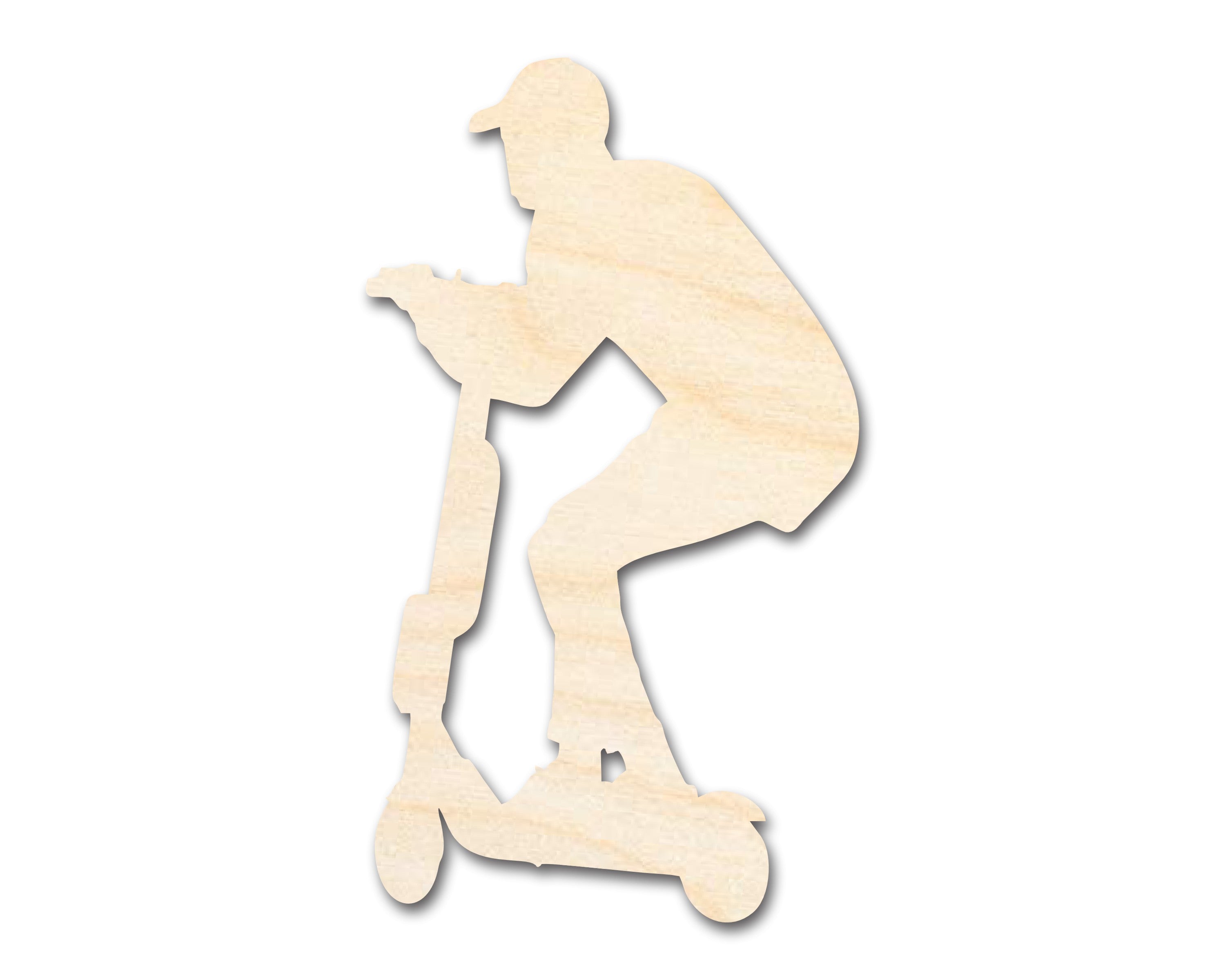 DIY Unfinished Wood Riding Scooter Cutout, Up to 46 Sizes for Crafts