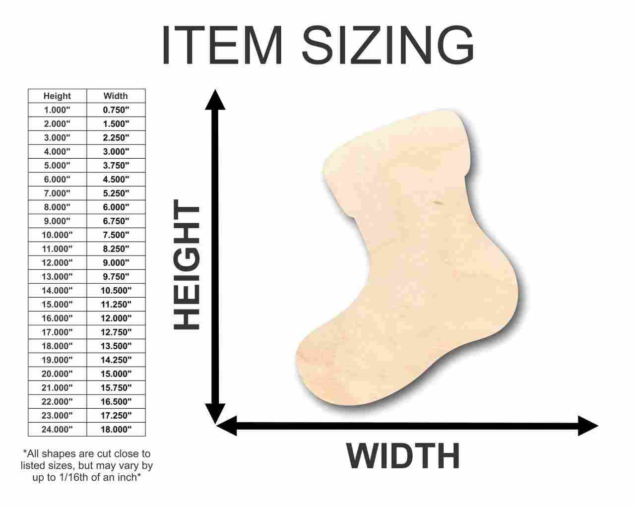 DIY Unfinished Wood Christmas Stocking Shape - Up to 46 for Crafts