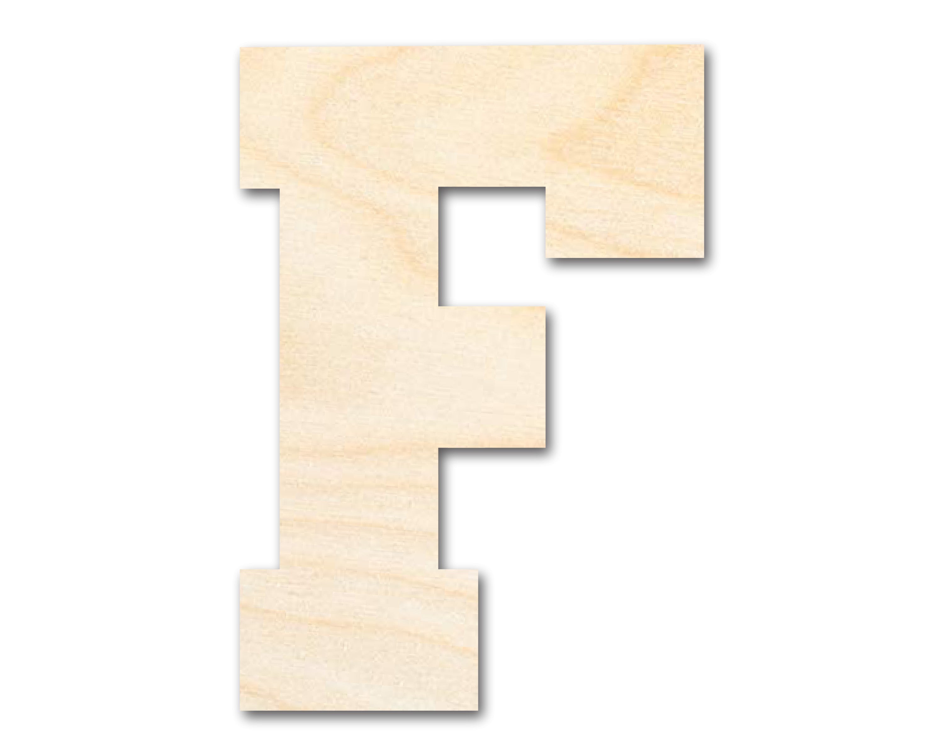Unfinished Wood Varsity Team Letter F Shape DIY Craft Cutout for Up to 46 DIY Projects