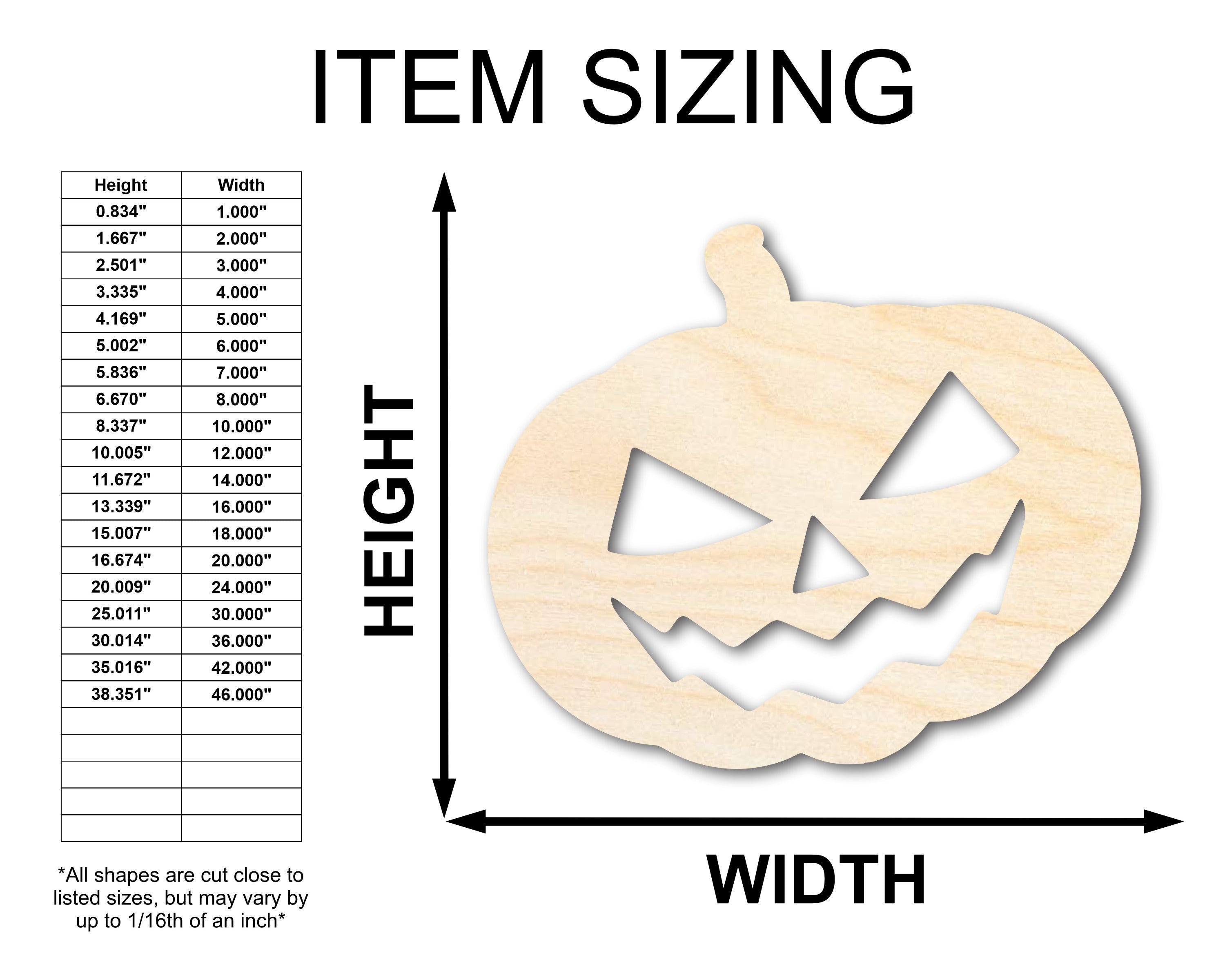 Unfinished Baltic Birch Wood Jack - O - Lantern Shape Crafts up to 36 Inches