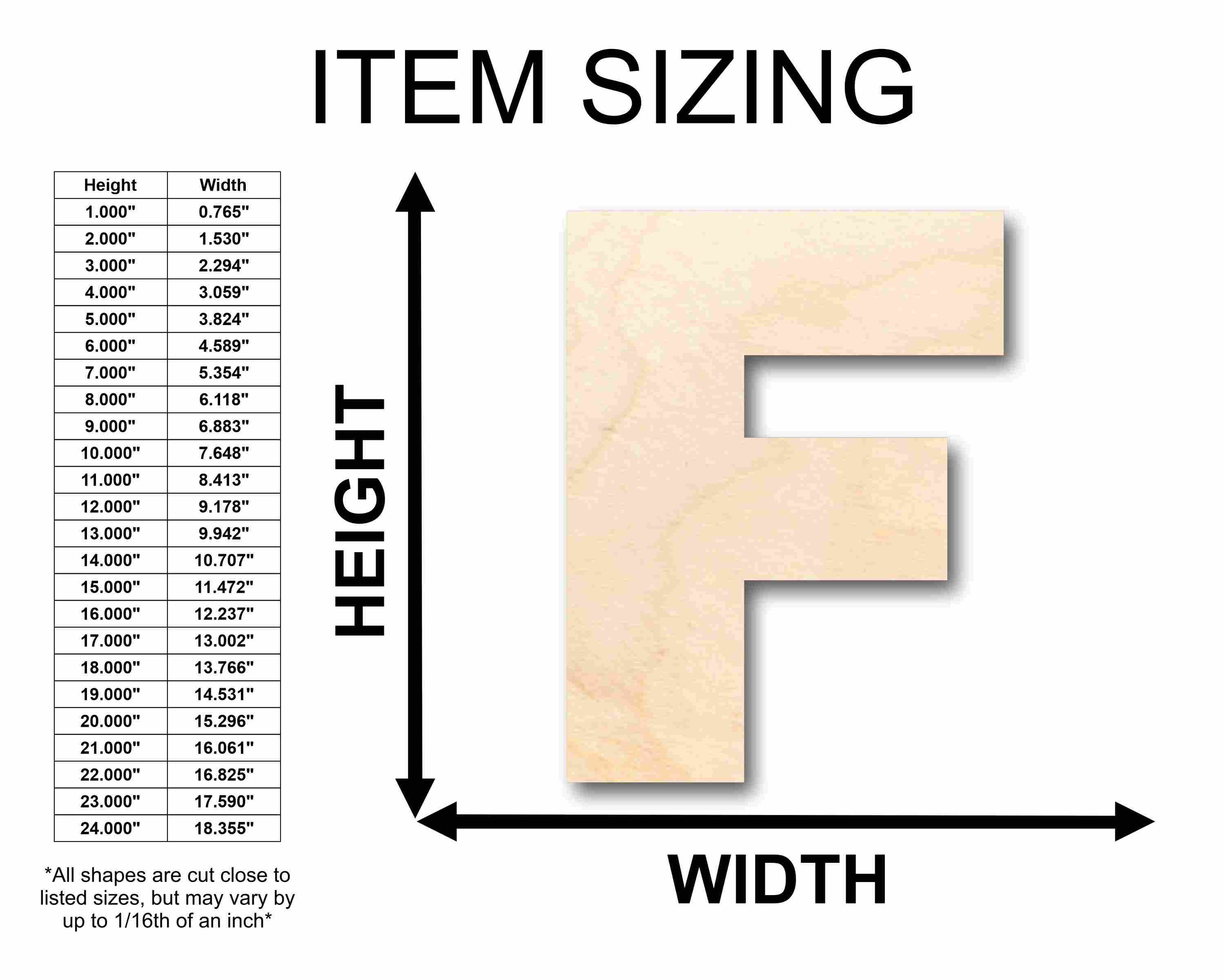 DIY Unfinished Wood Block Letter F for Crafts - Sizes up to 46
