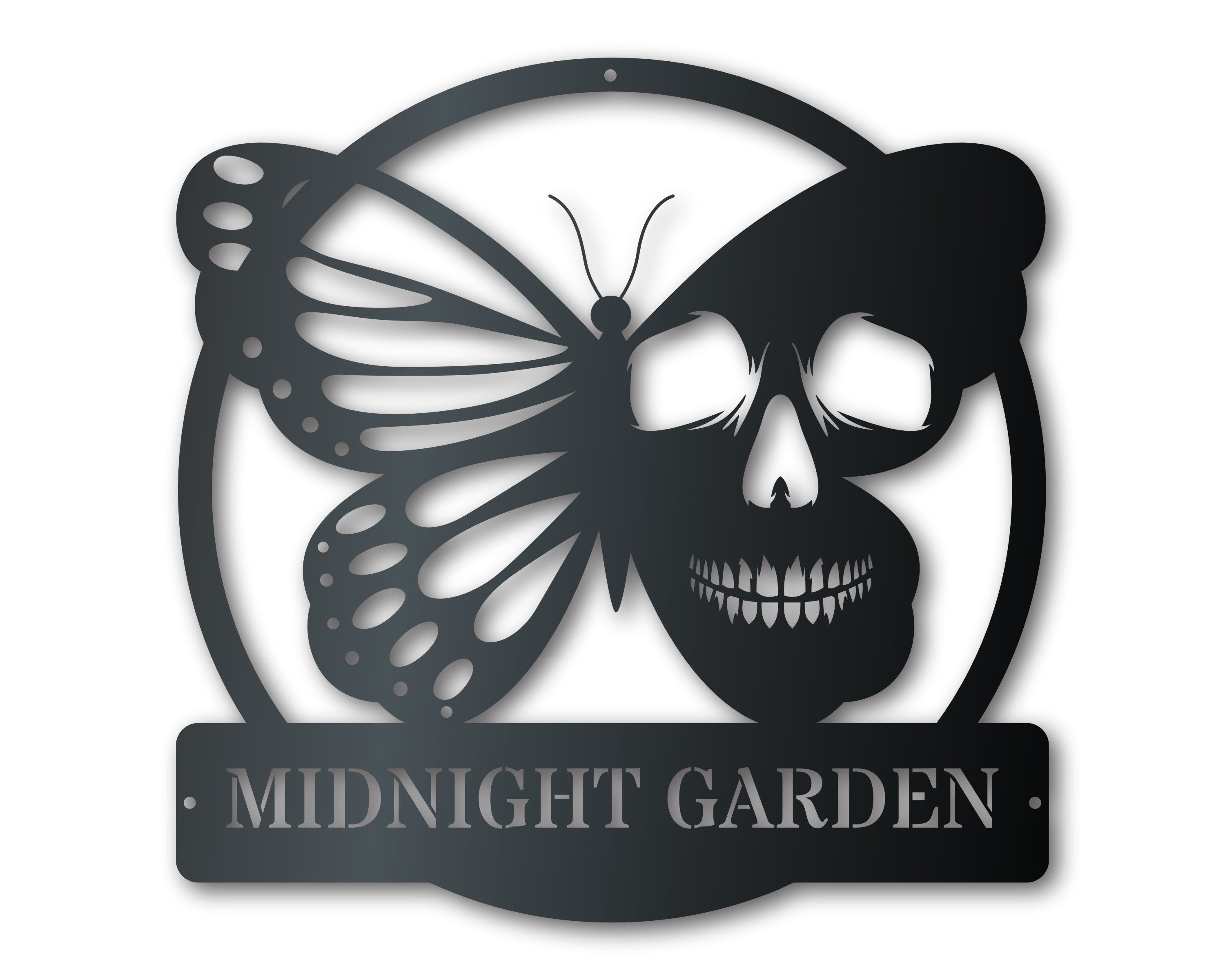 Customizable Metal Butterfly Skull Wall Decor for Indoor and Outdoor Use | Up to 46 Inches | More Than 20 Color Choices