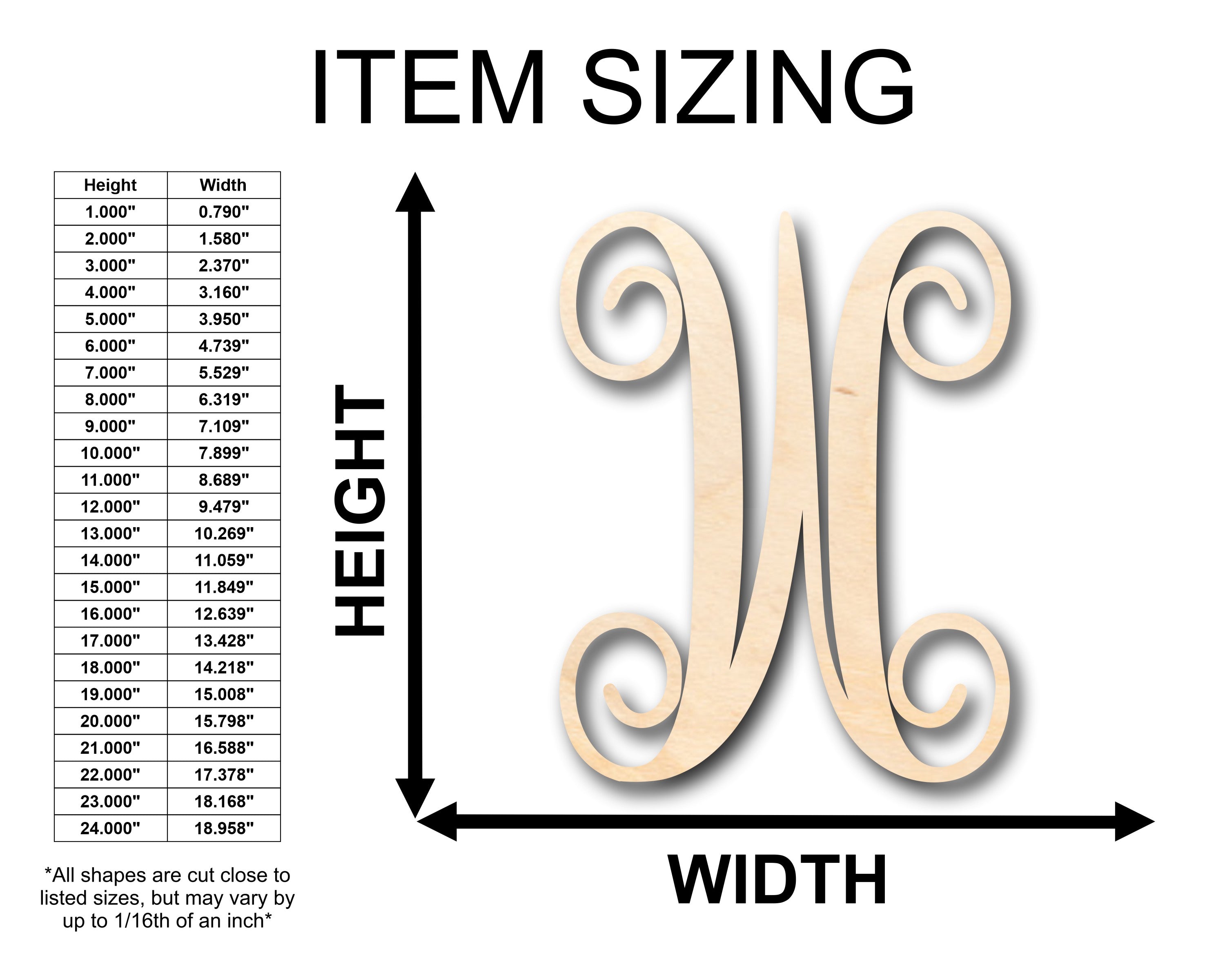 DIY Unfinished Wood W - Shaped Monogram for Crafts up to 46
