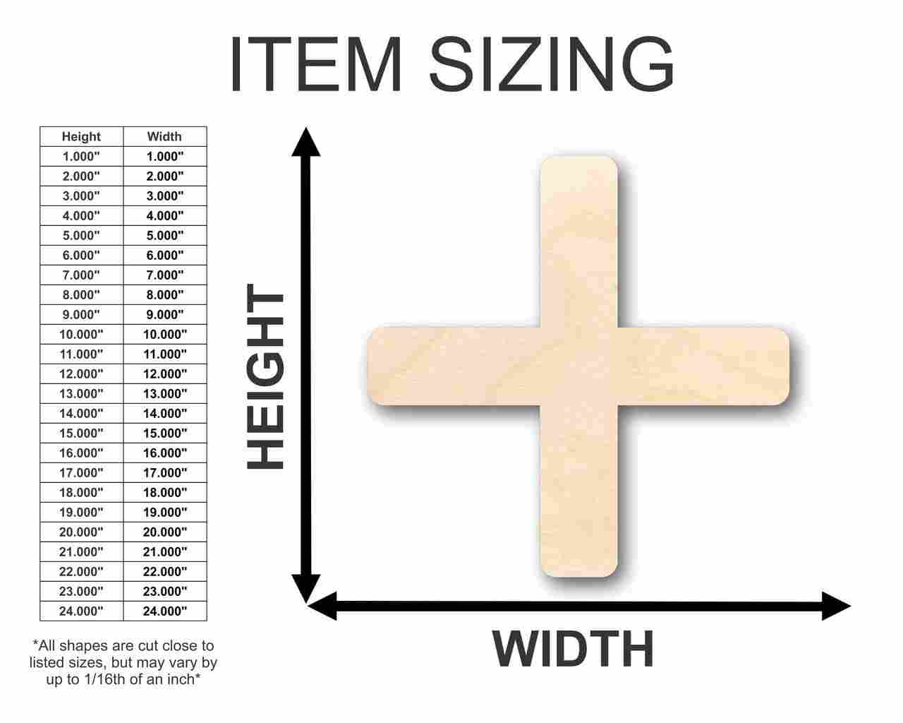 Unfinished Wood Plus Sign Symbol for Math School Crafts - Up to 46 Pieces for DIY Projects