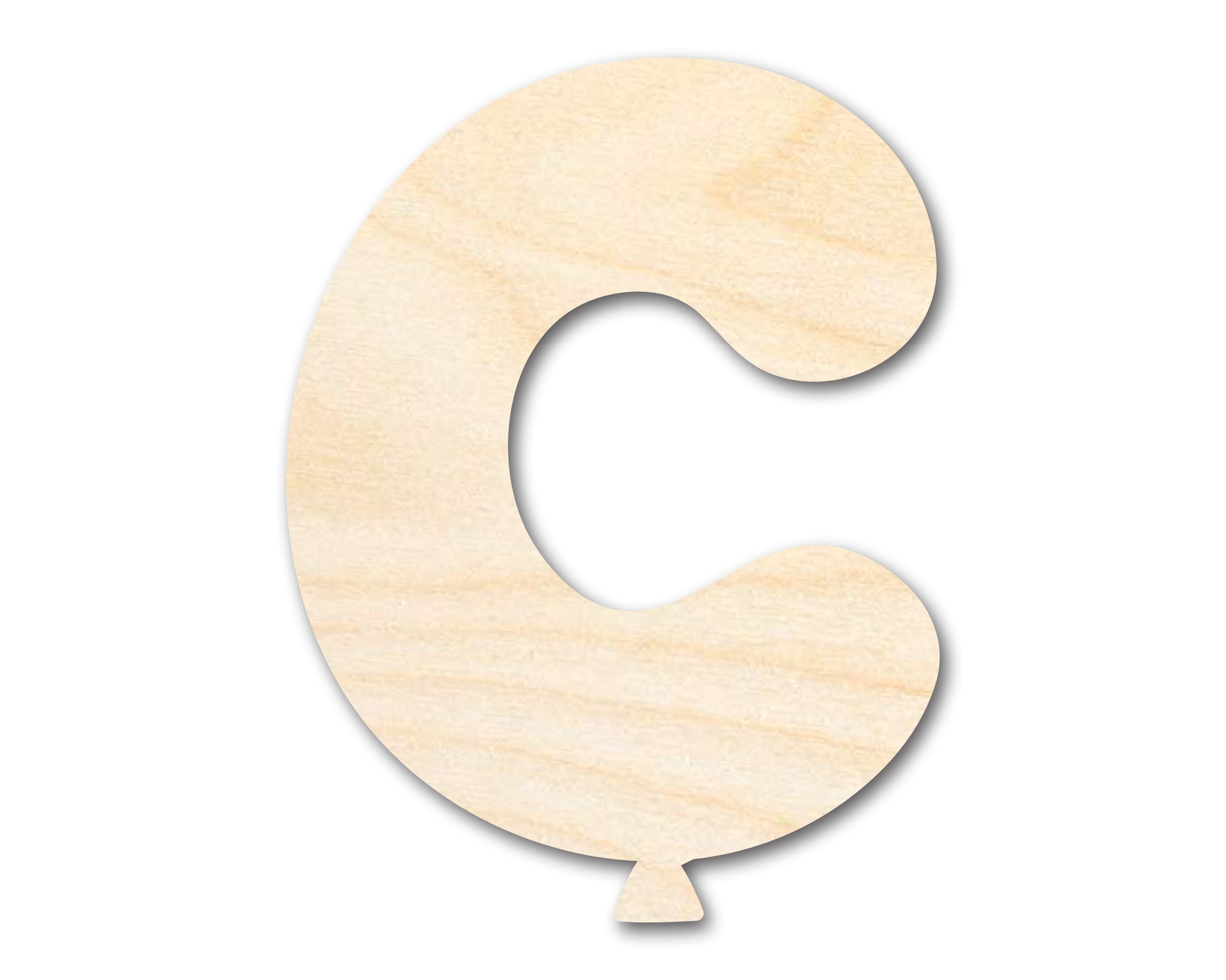 DIY Unfinished Baltic Birch Wood Balloon Letter C Shape up to 46 Inches