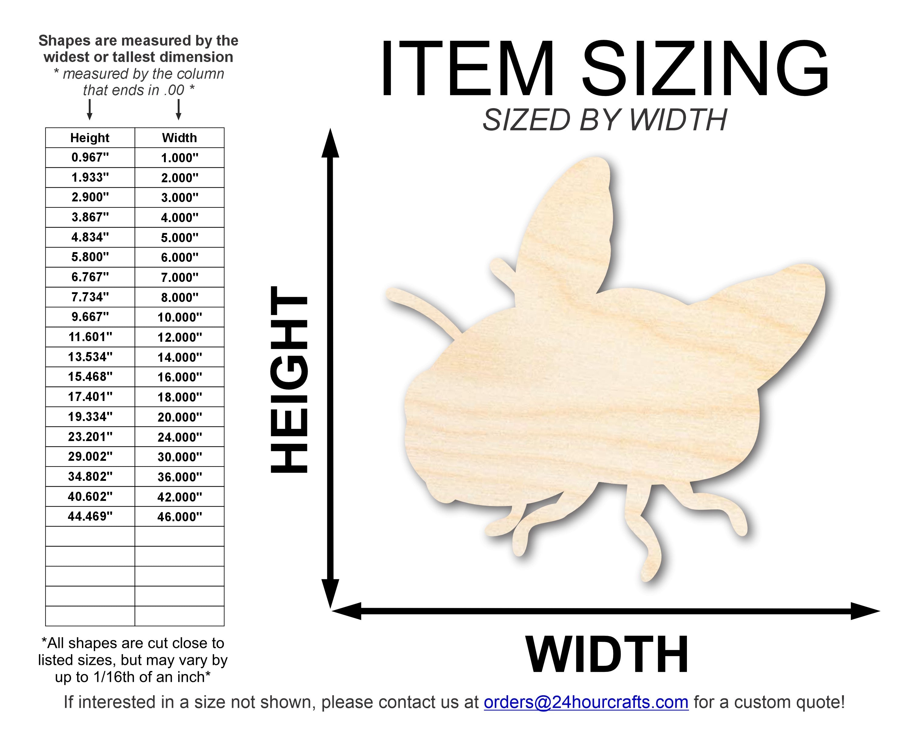Unfinished DIY Craft Cutout in the Shape of a Fly | Up to 46 Different DIY Options for Your Creative Projects