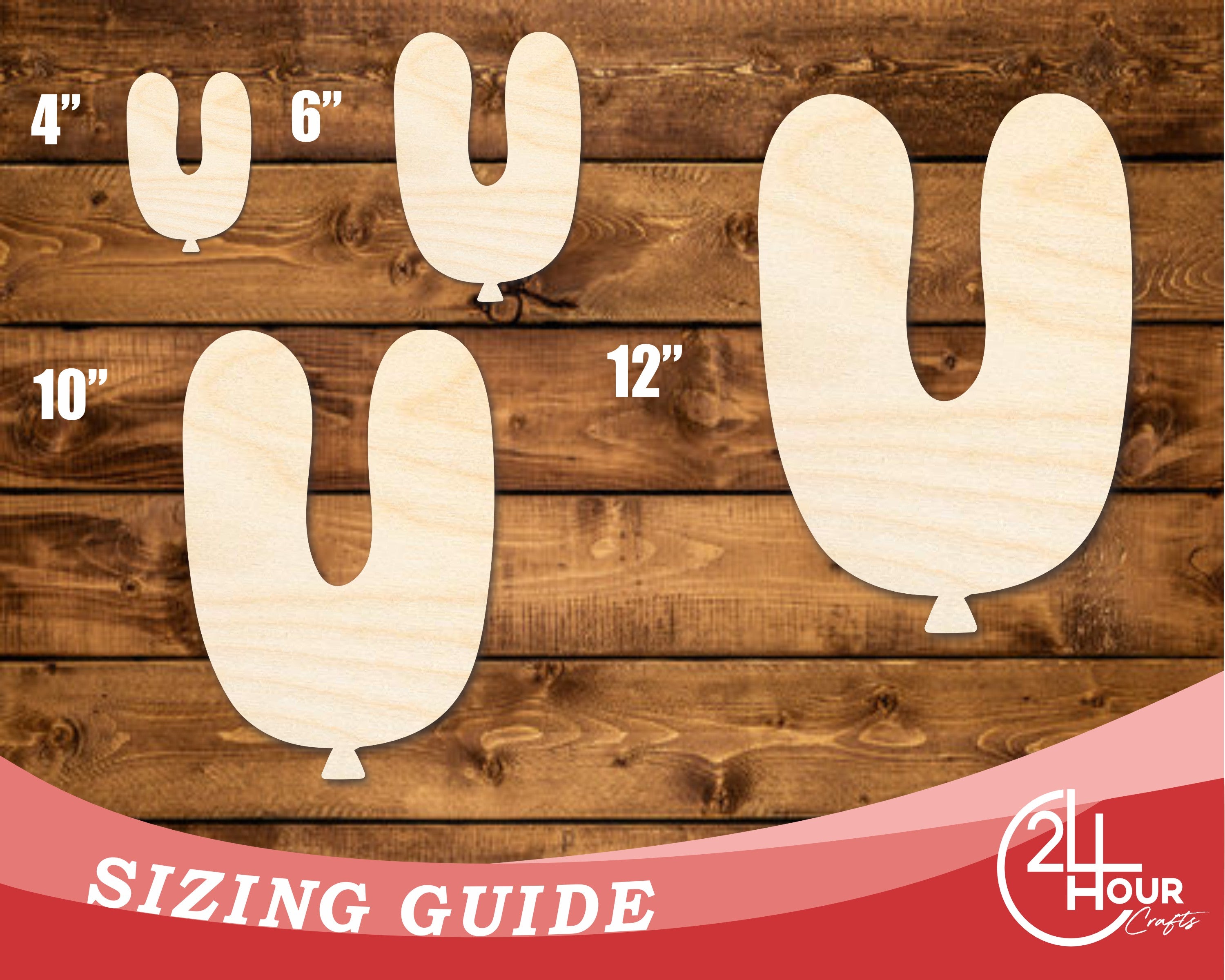 Unfinished DIY Craft Cutout: U - Shaped Wood Balloon Letter for Up to 46 Do - It - Yourself Projects