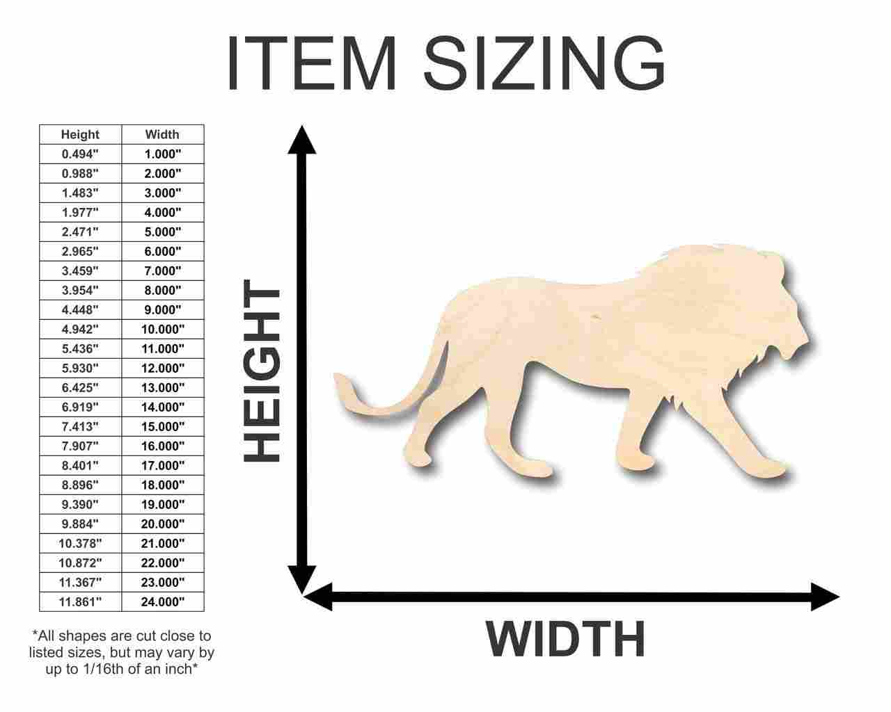 DIY Unfinished Wood Lion Shape Craft, Sizes up to 46 Inches