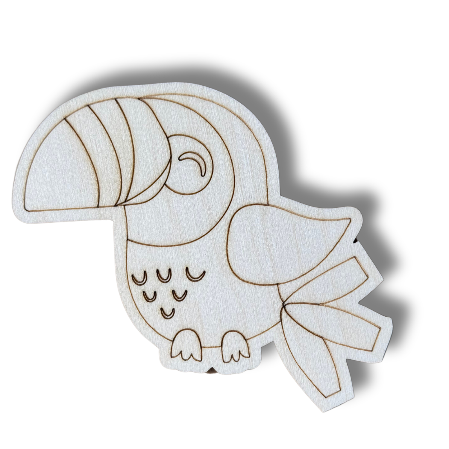 Unfinished Wood Etched Toucan Shape for Paint by Line Crafts - Up to 30 DIY Projects