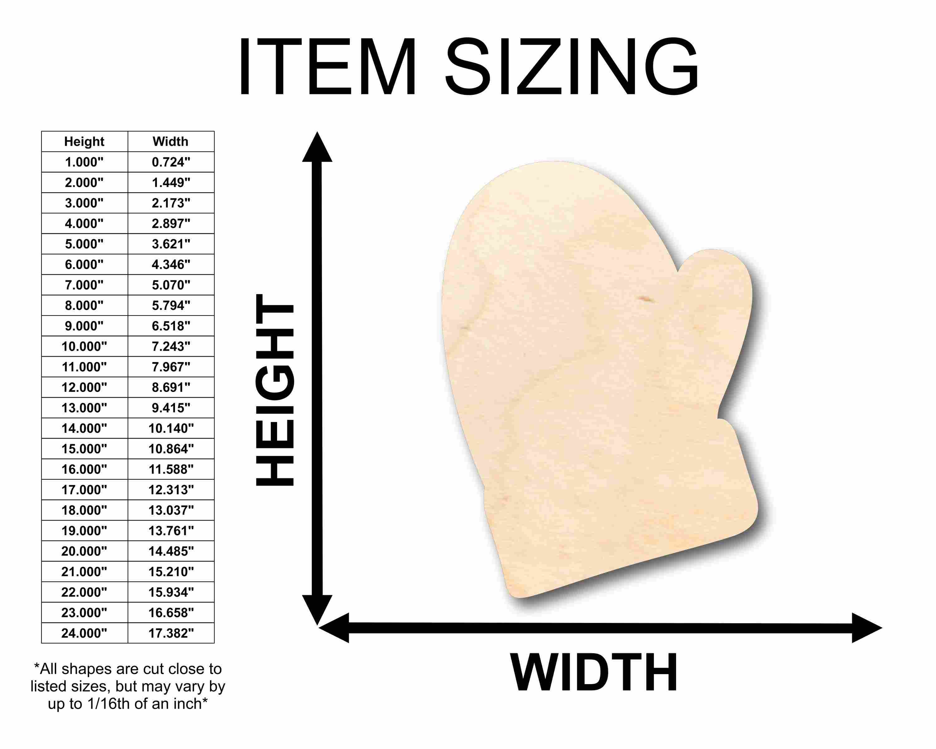 Unfinished Wood Mitten Silhouette - Ideal for Up to 46 Do - It - Yourself Craft Projects