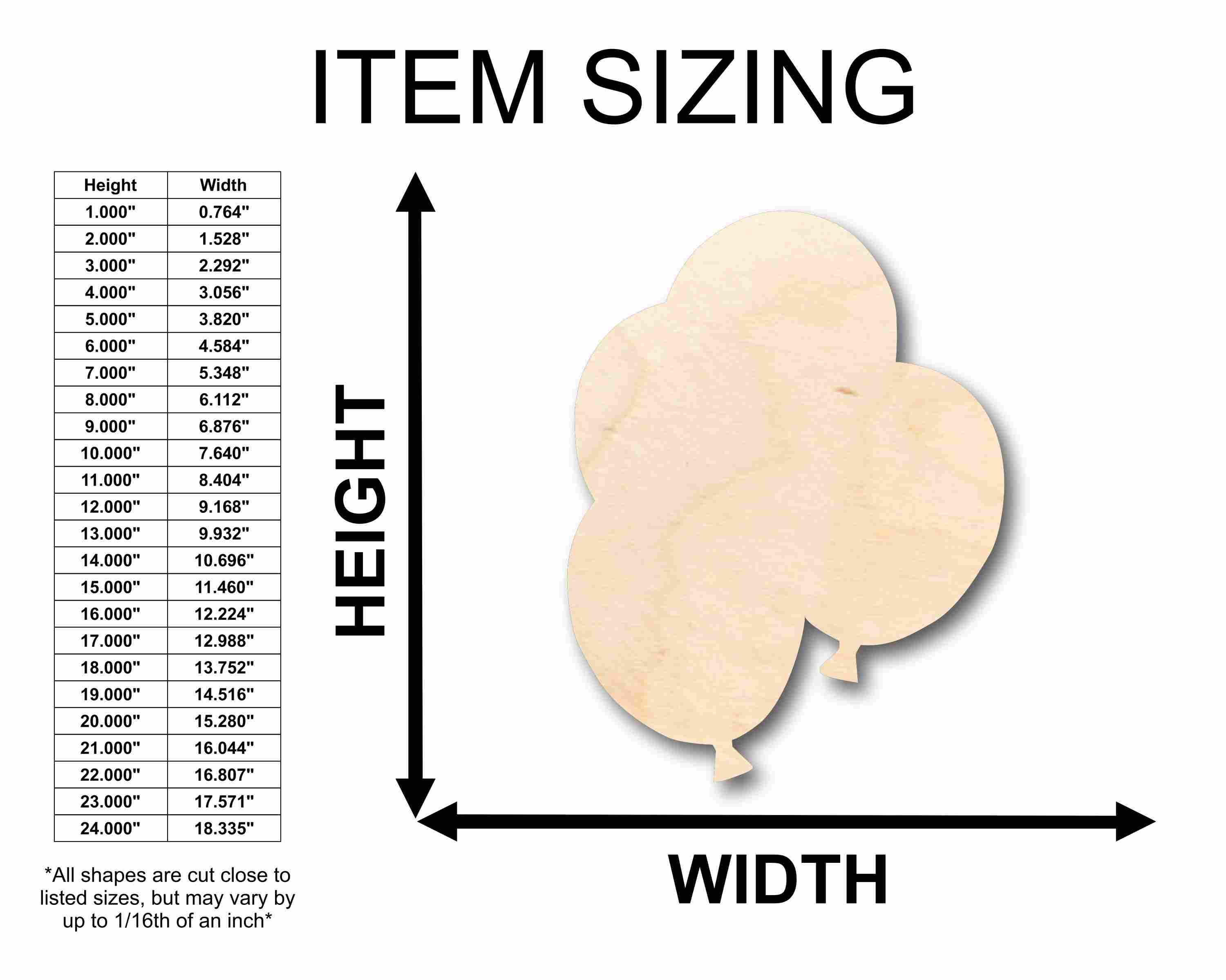 Unfinished Wood Craft Balloon Silhouette for Up to 46 DIY Projects