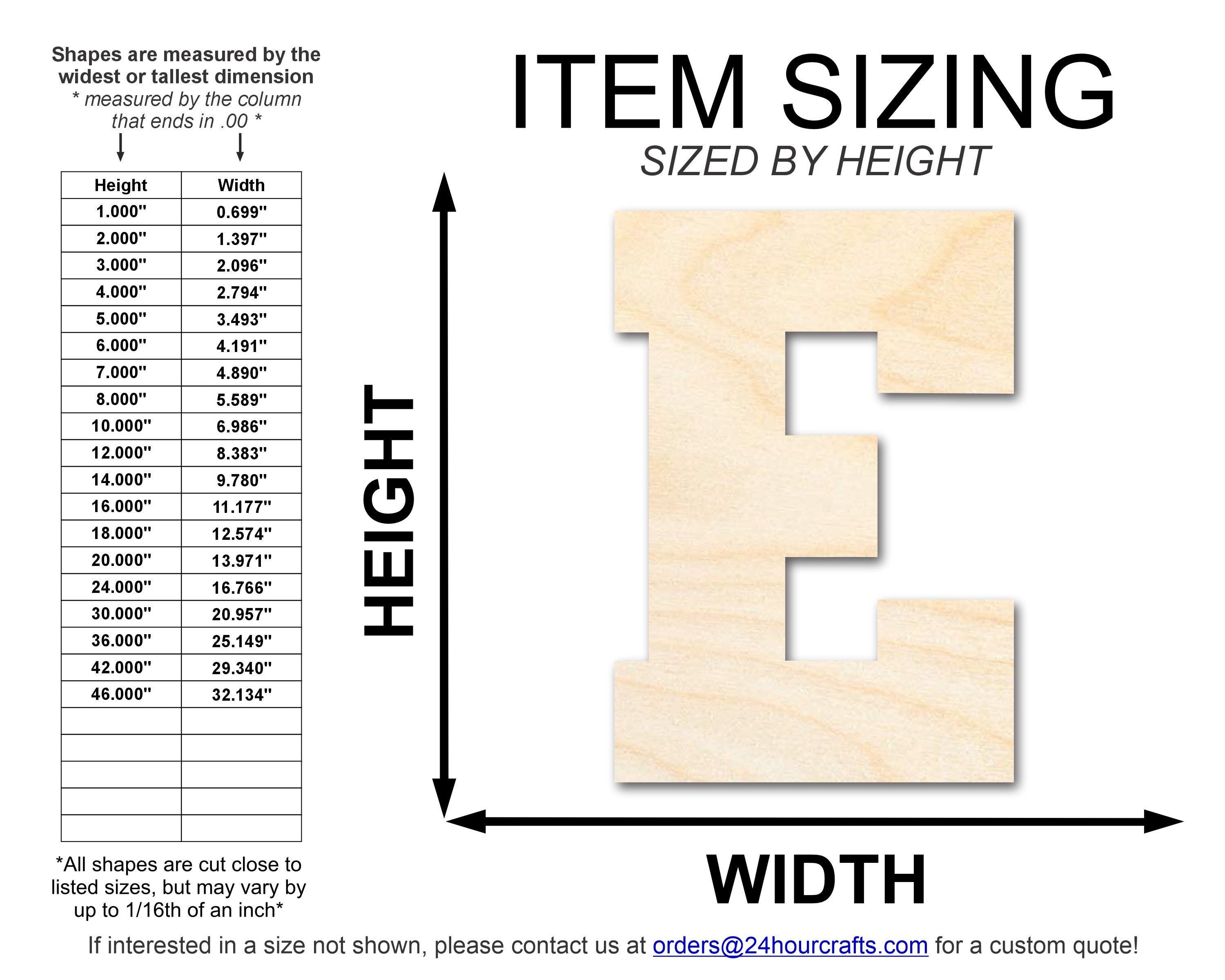 Unfinished Baltic Birch Varsity Team Font - E Shape for Up to 46 DIY Crafts