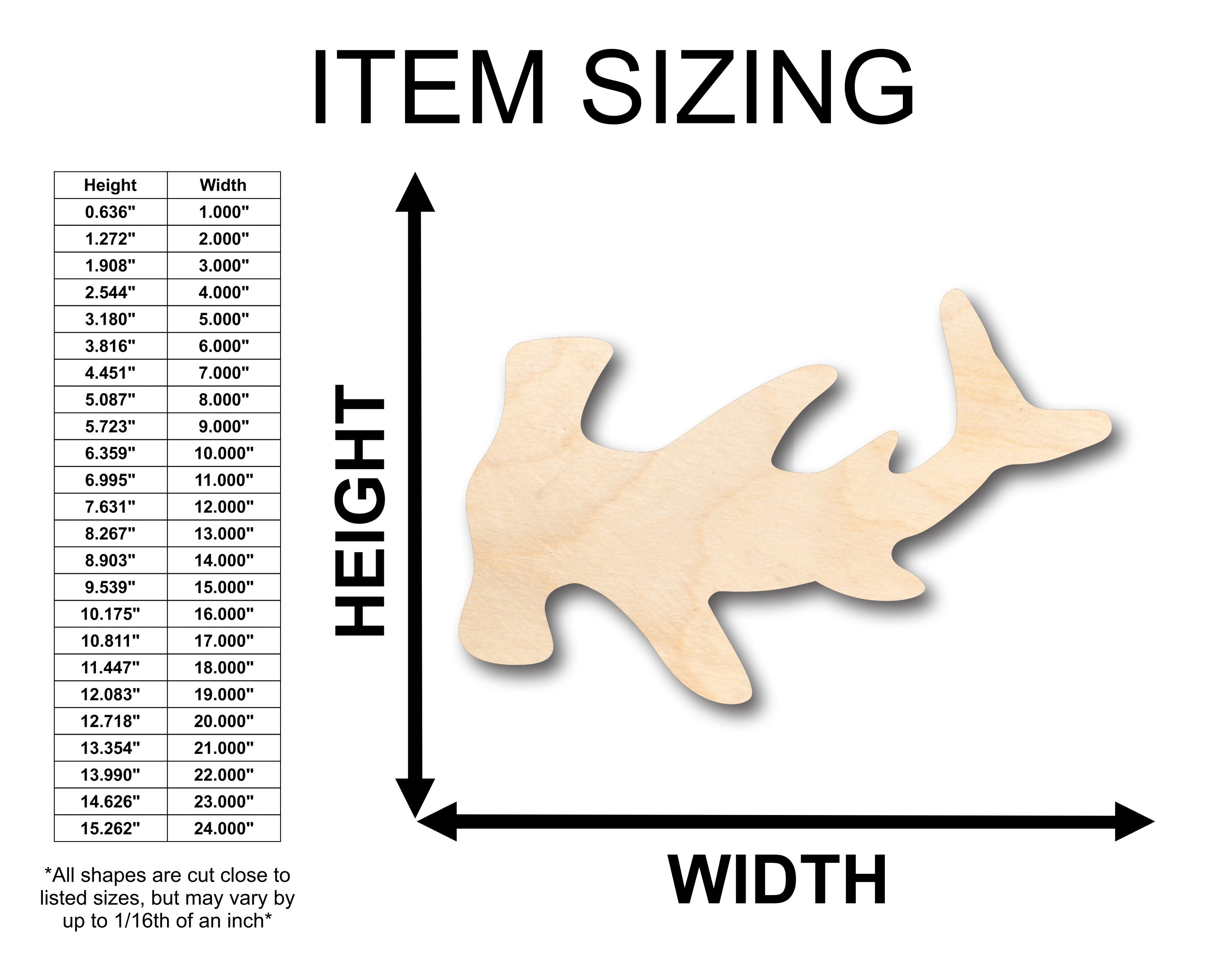 DIY Unfinished Wood Hammerhead Shark Shape for Crafts up to 46