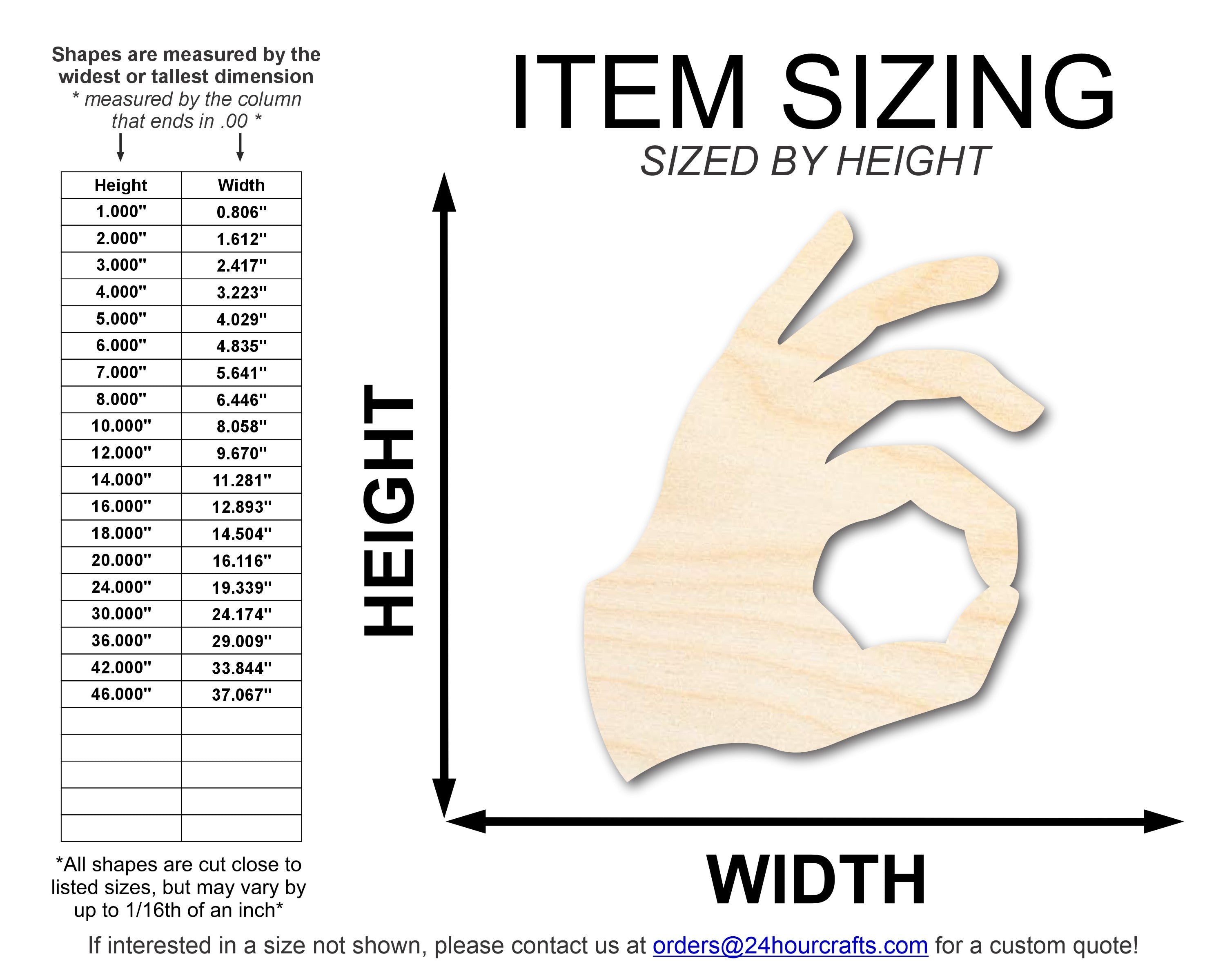 Unfinished DIY Craft Cutout in Okay Hand Shape for Up to 46 DIY Projects