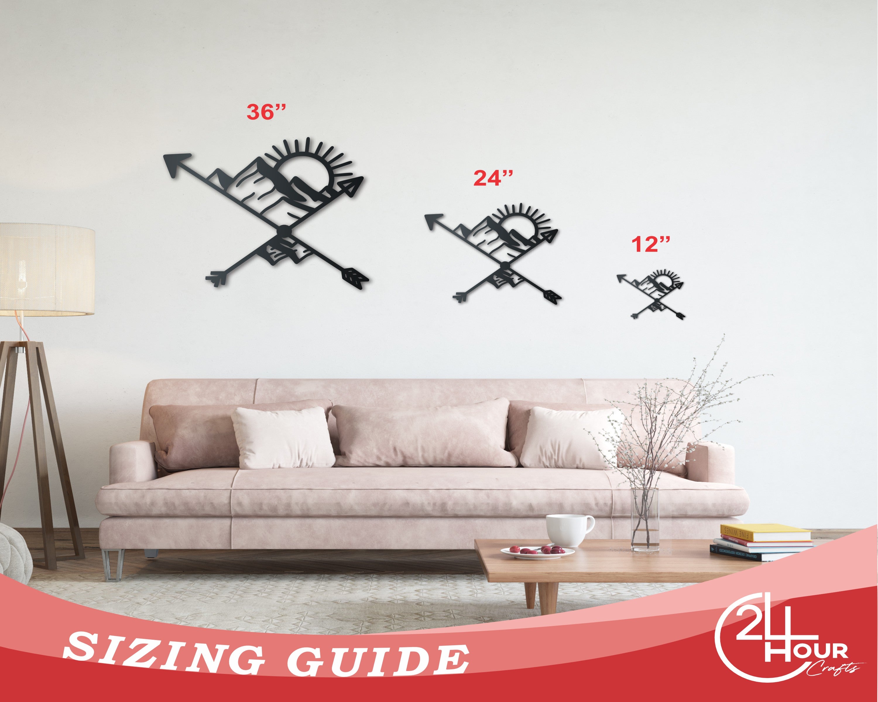 Indoor & Outdoor Metal Arrow Mountain Wall Art | Up to 46 | Over 20 Colors