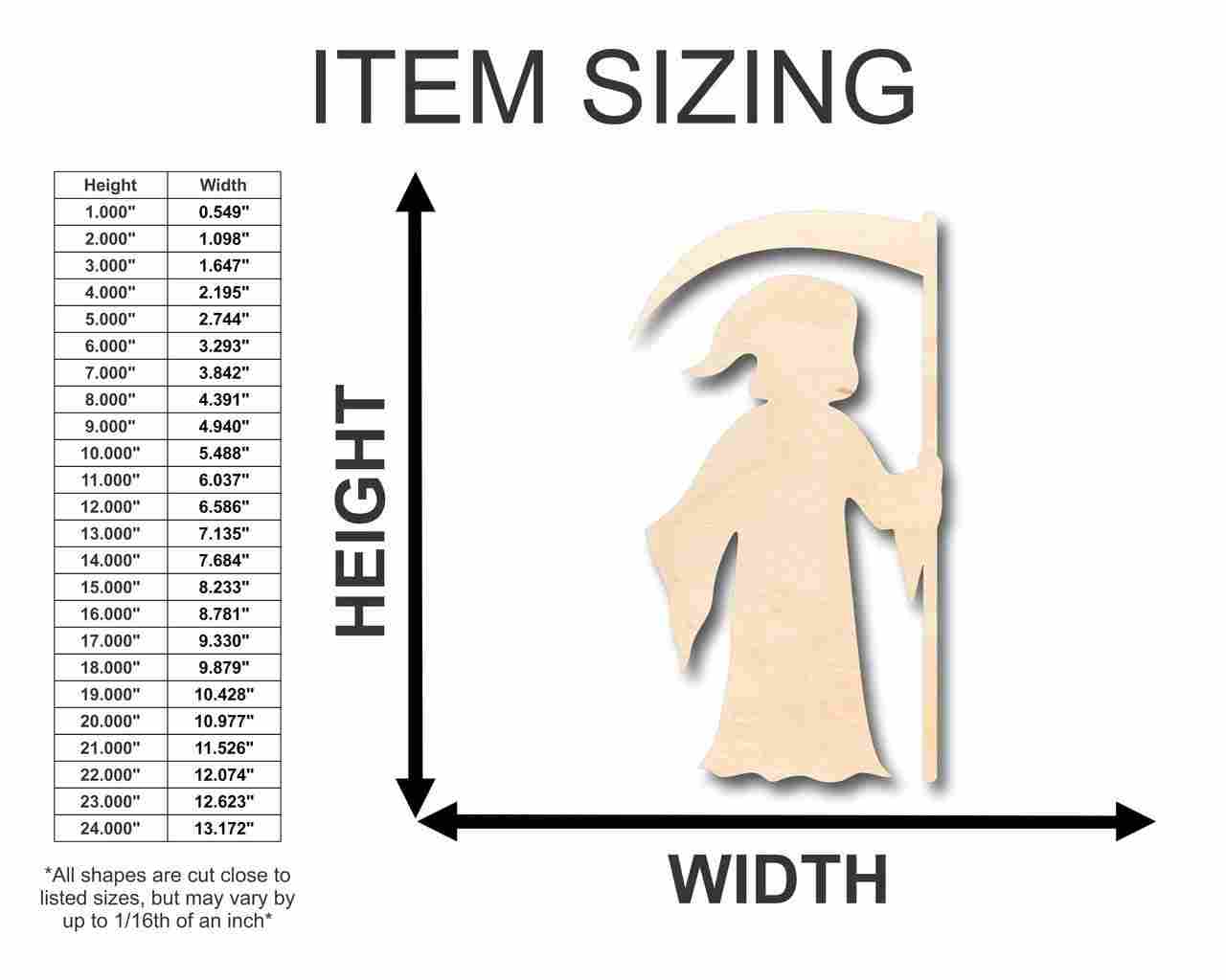 DIY Unfinished Wood Grim Reaper Shape for Crafts up to 46 Inches