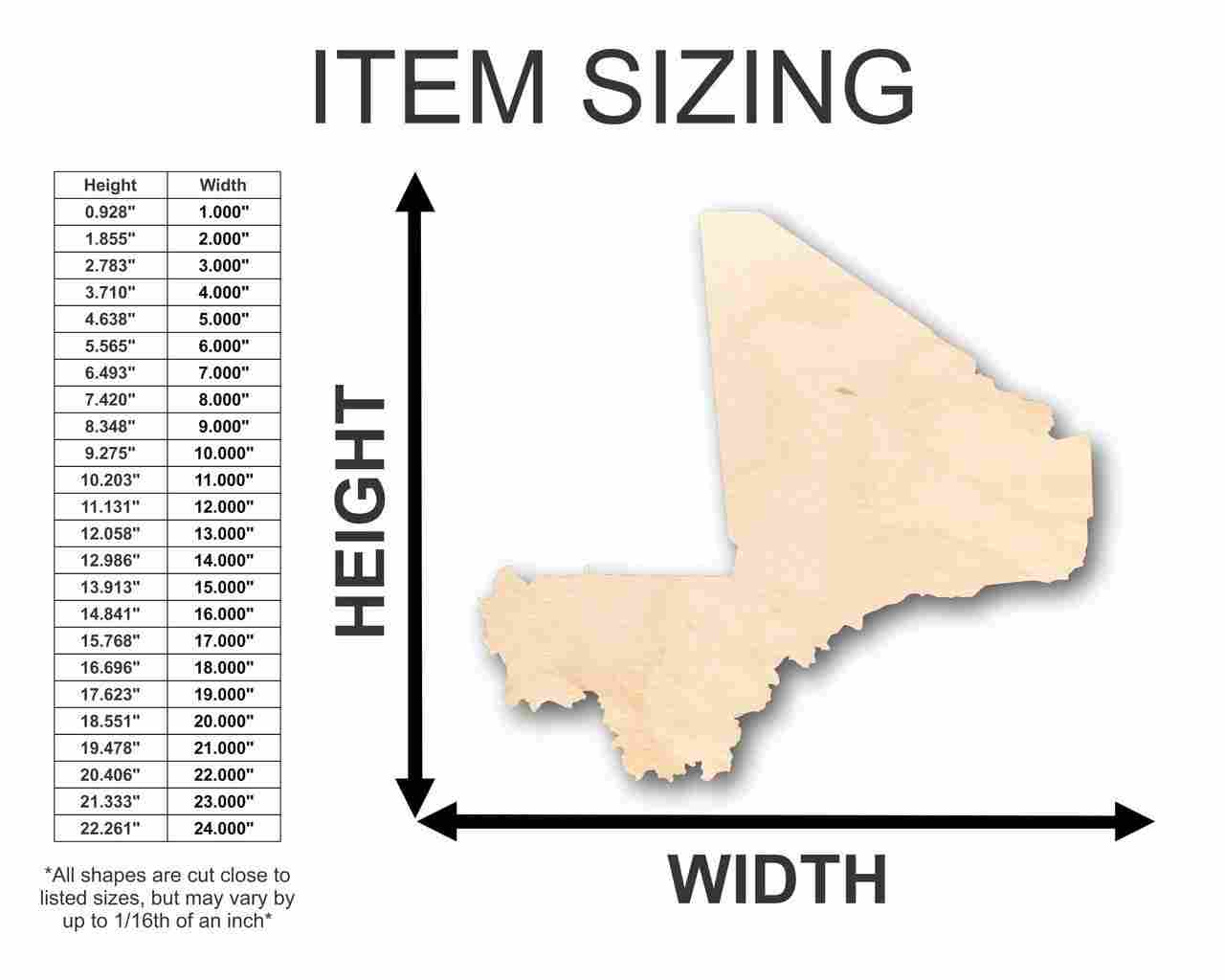 Unfinished Wood Mali - Shaped Country - Style Craft Items Ideal for Up to 46 DIY Projects
