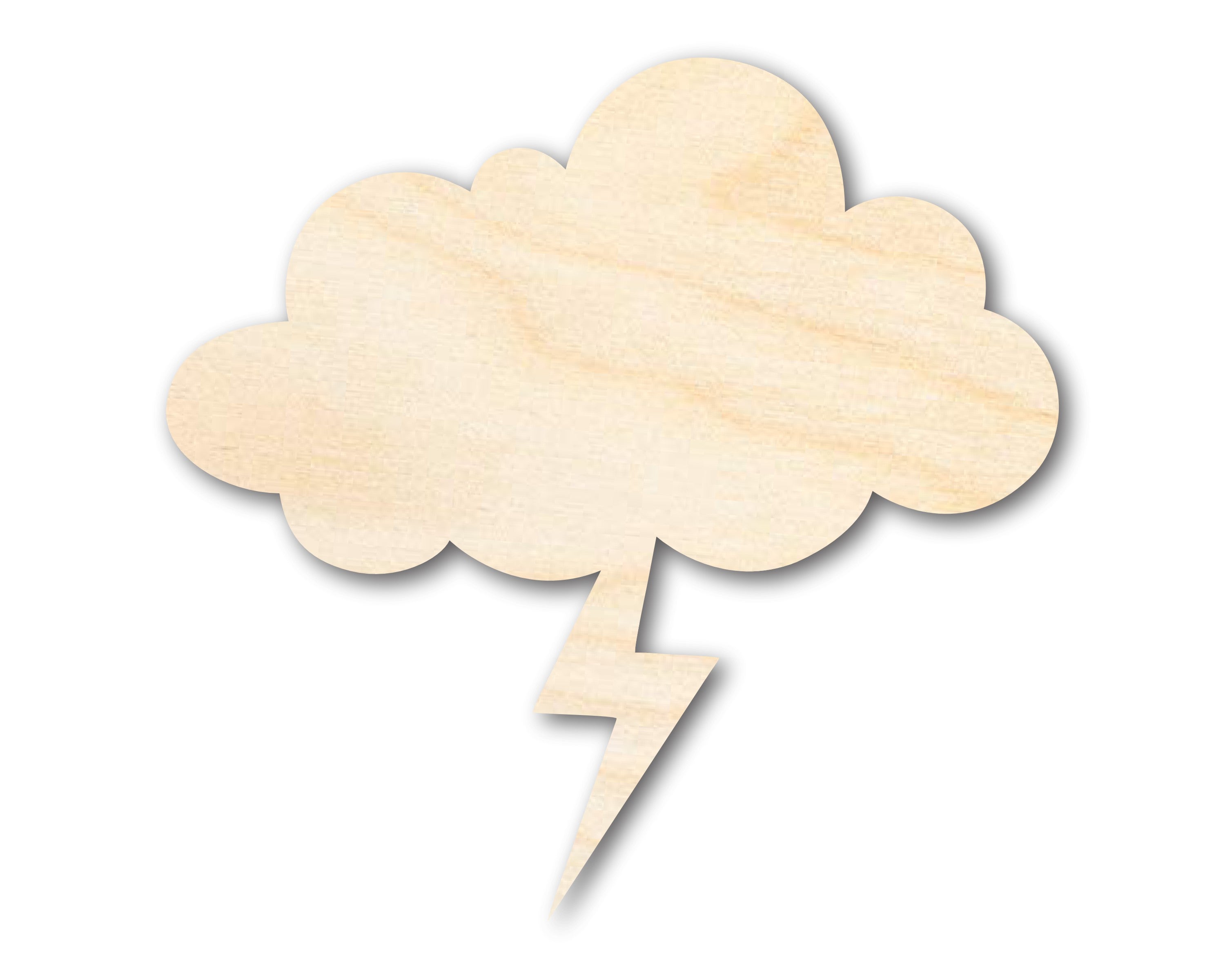 Unfinished DIY Craft Cutout in the Shape of a Lightning Cloud, Up to 46 Inches for Multiple DIY Projects