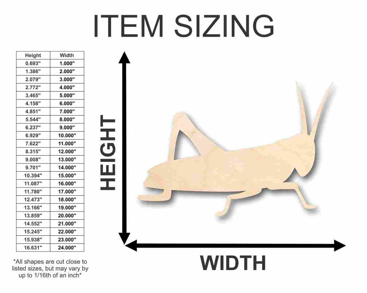 DIY Unfinished Baltic Birch Wood Grasshopper Shapes up to 24 Inches