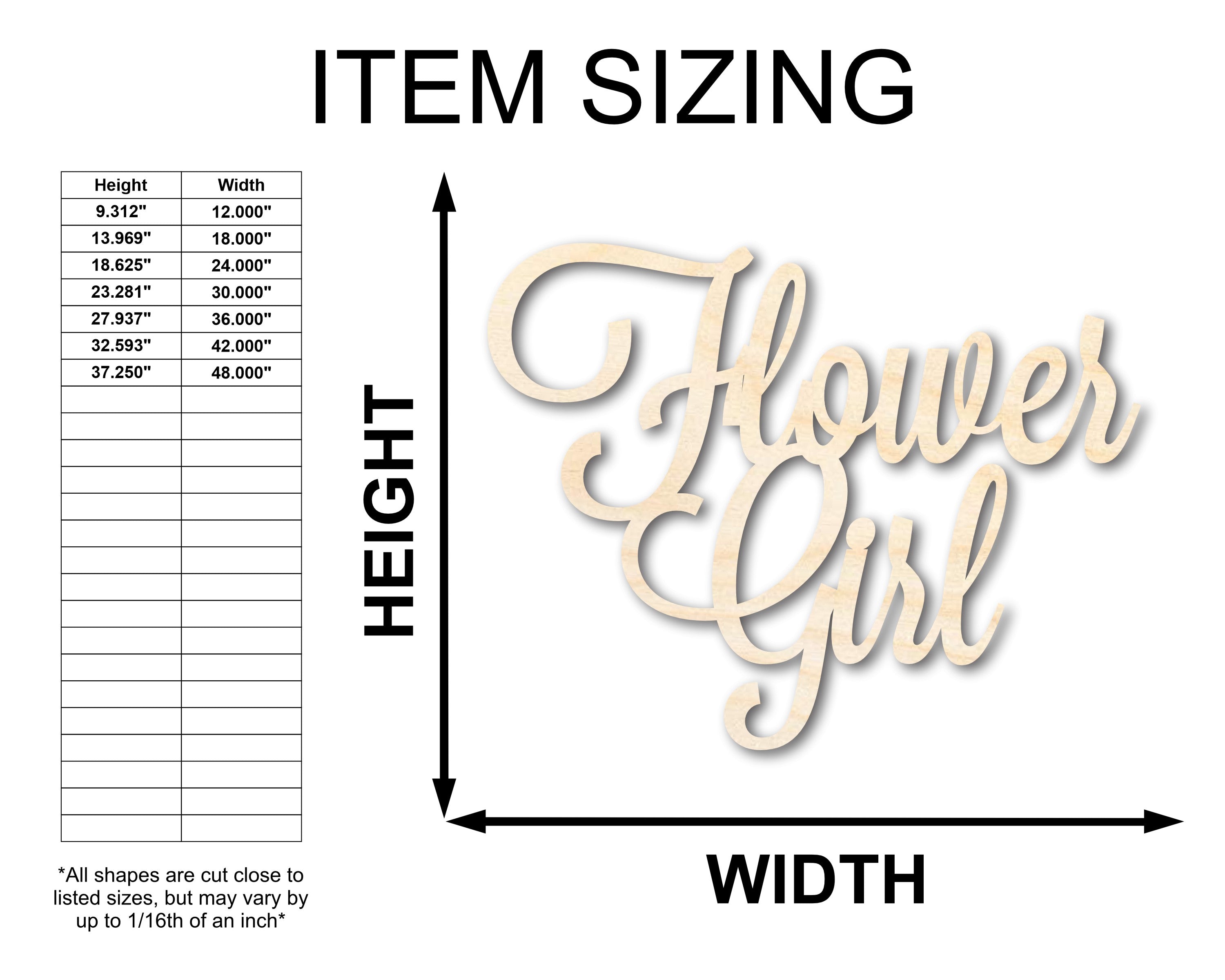 Unfinished Baltic Birch Wood Flower Girl Shape Craft - Sizes Up to 36 Inches