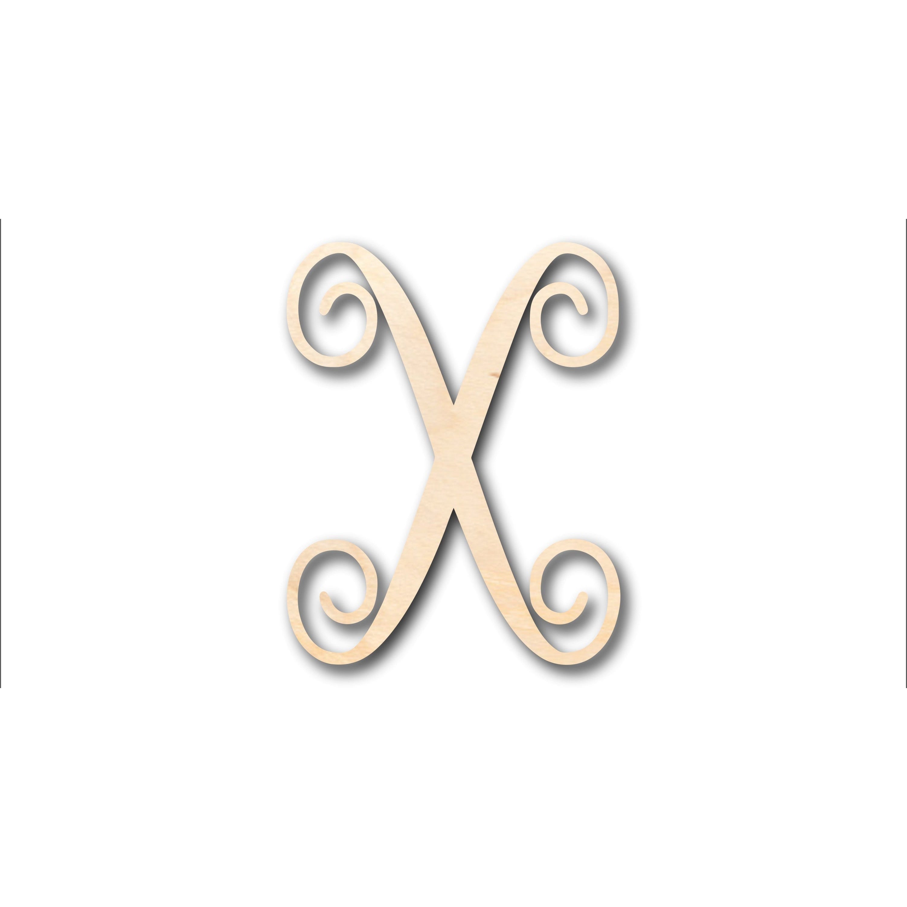 DIY Unfinished Wood X - Shape Monogram for Crafts up to 46