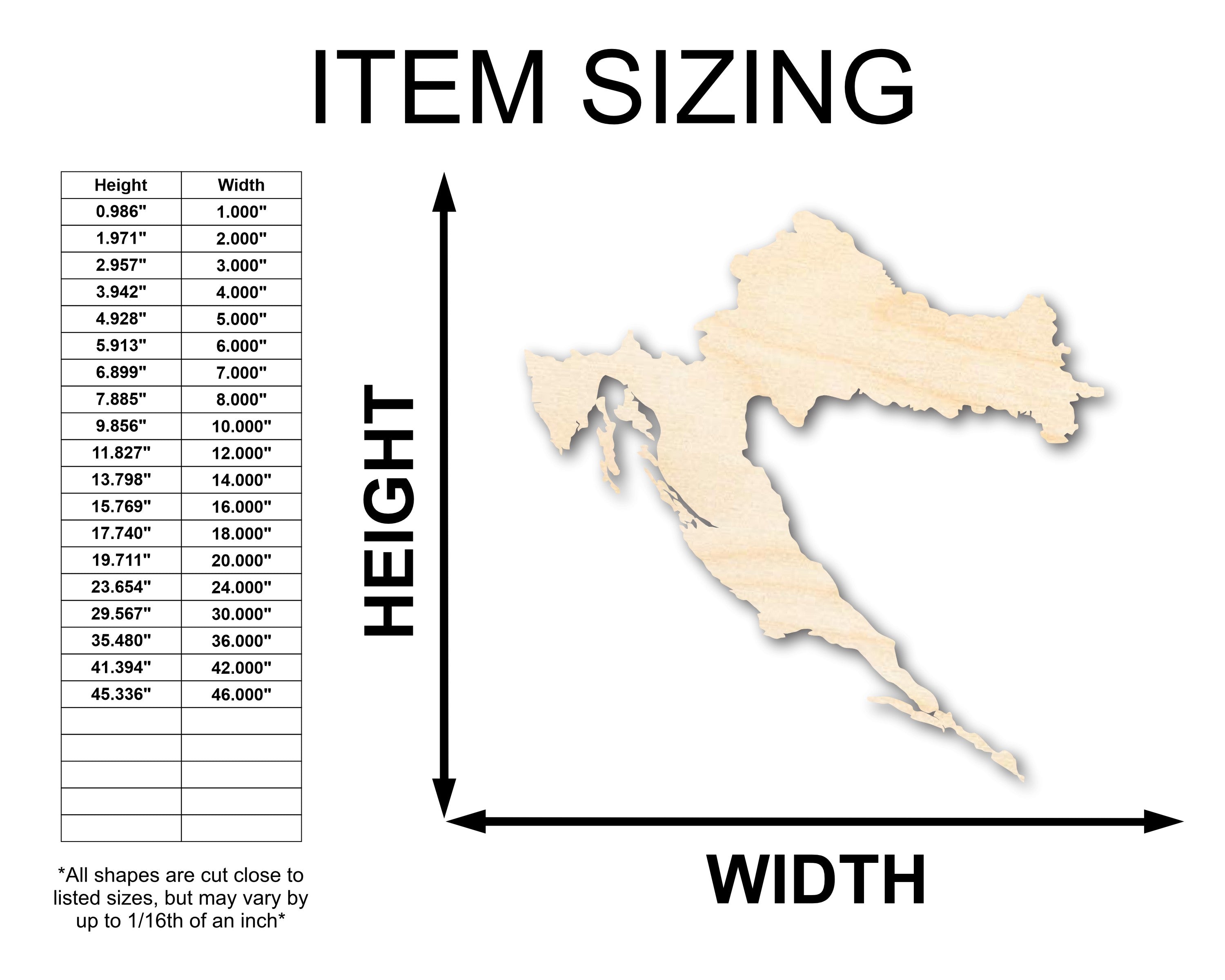 DIY Unfinished Wood Croatia Country Shape for European Crafts (up to 46)