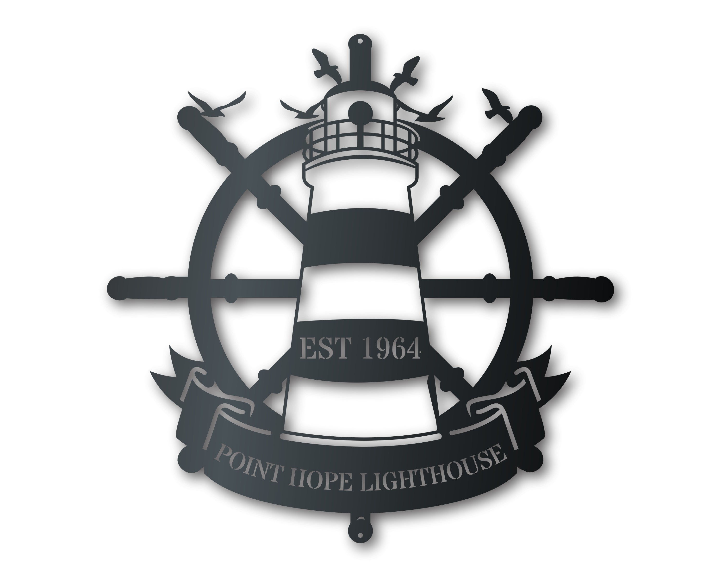 Customizable Metal Lighthouse Wall Sign for Indoor and Outdoor Nautical Decor | Sizes Up to 46 Inches | More Than 20 Color Choices