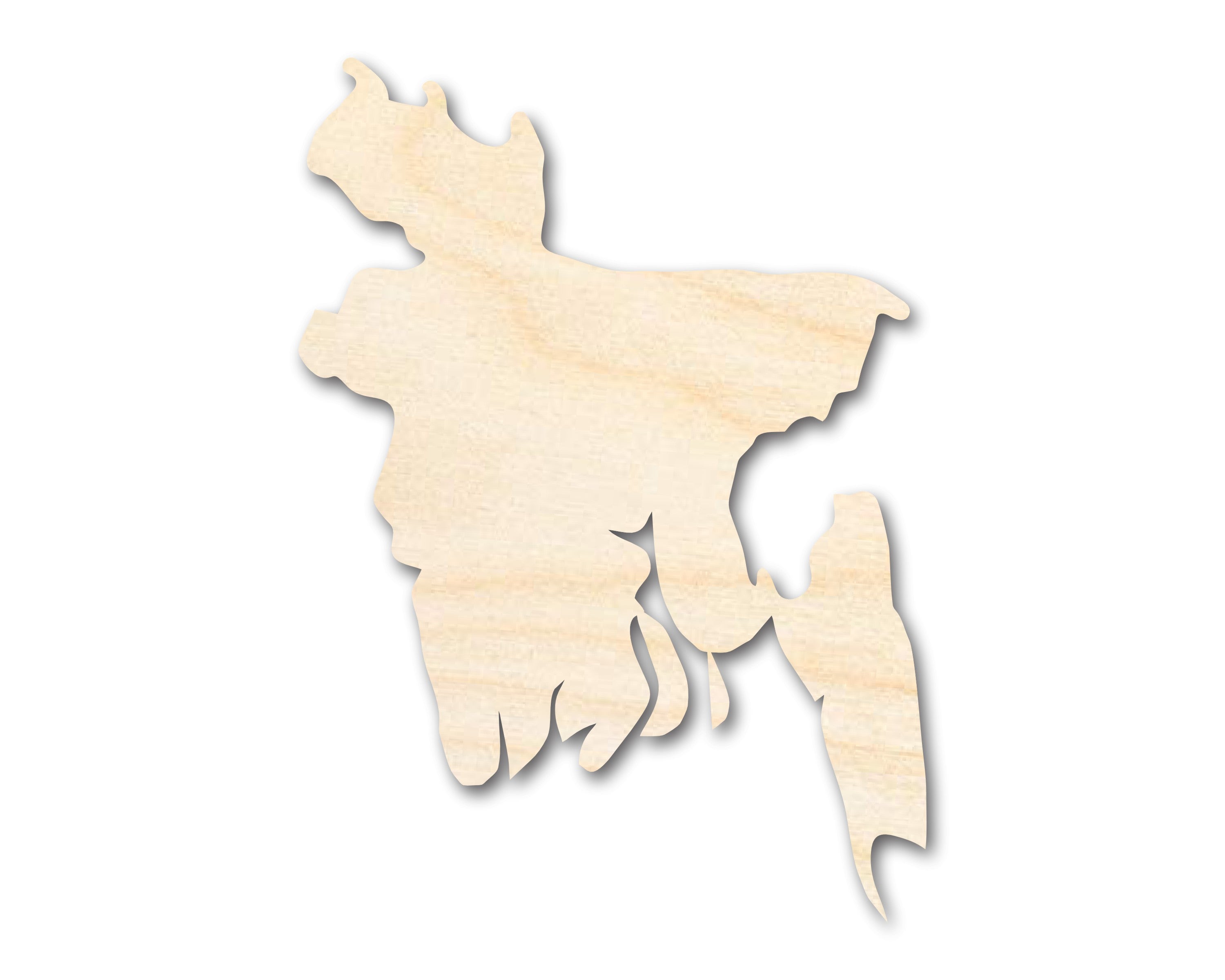 Unfinished Wood Craft in the Shape of Bangladesh Country for South Asia DIY Projects - Up to 46 Pieces Available