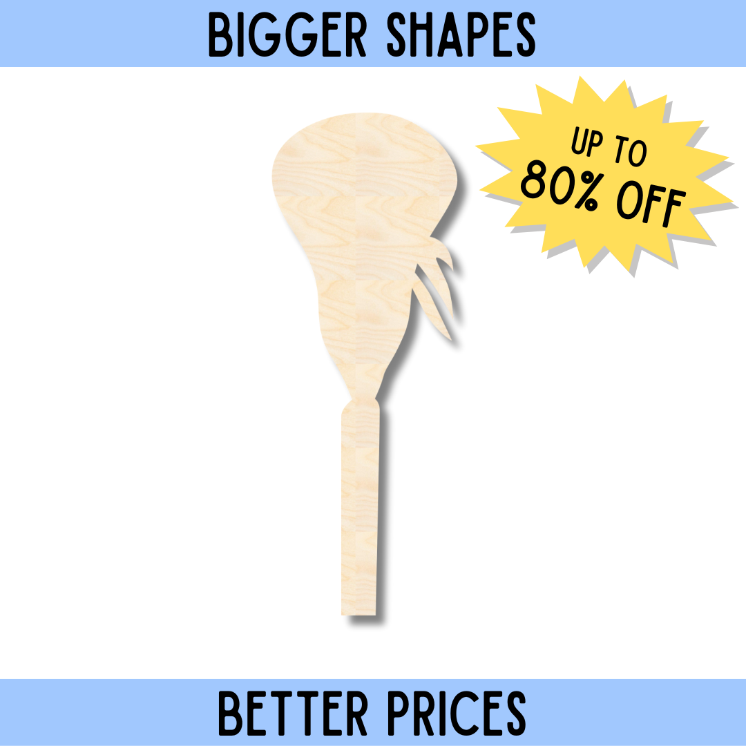 Unfinished Wood Lacrosse Stick Cross Shape DIY Craft Cutout - Bigger and Superior Version