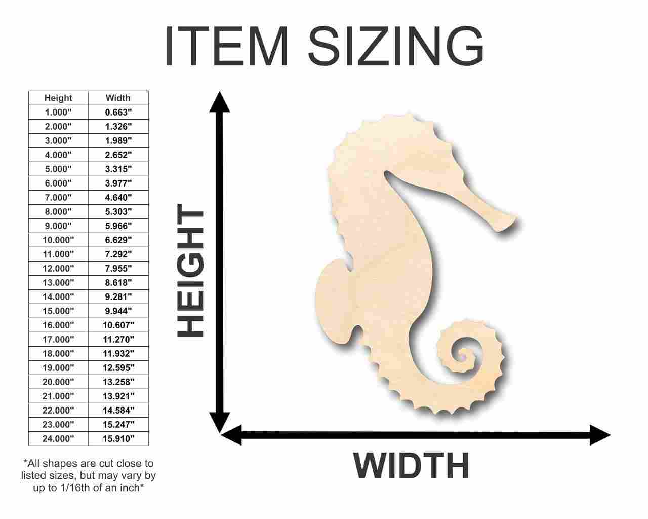 Unfinished Handmade Wood Seahorse Shape for Ocean - Themed Nursery Crafts - Up to 46 DIY Projects