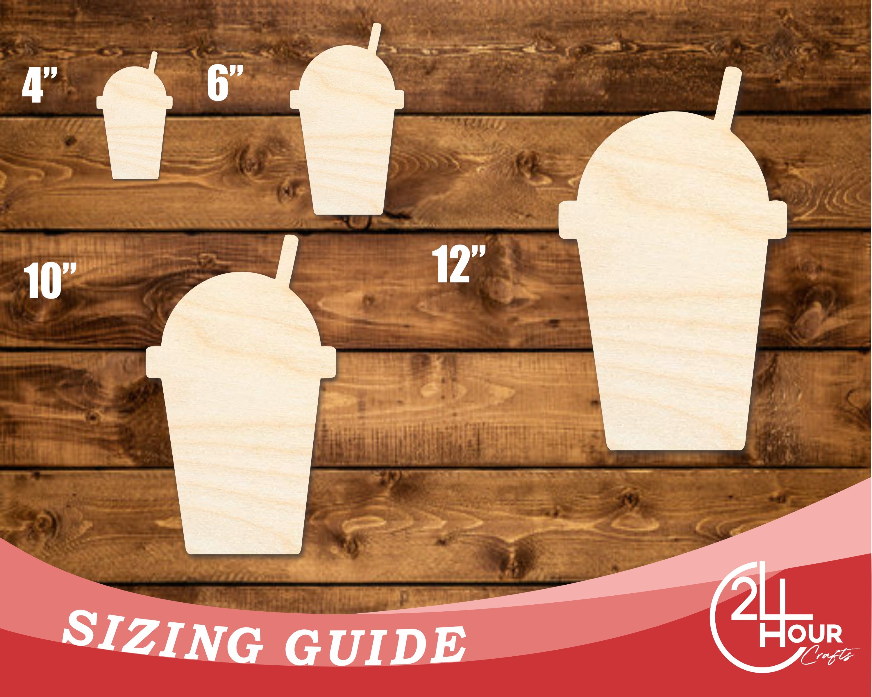 DIY Unfinished Baltic Birch Wood Slushie Drink Shape Cutouts - Up to 46 Inches