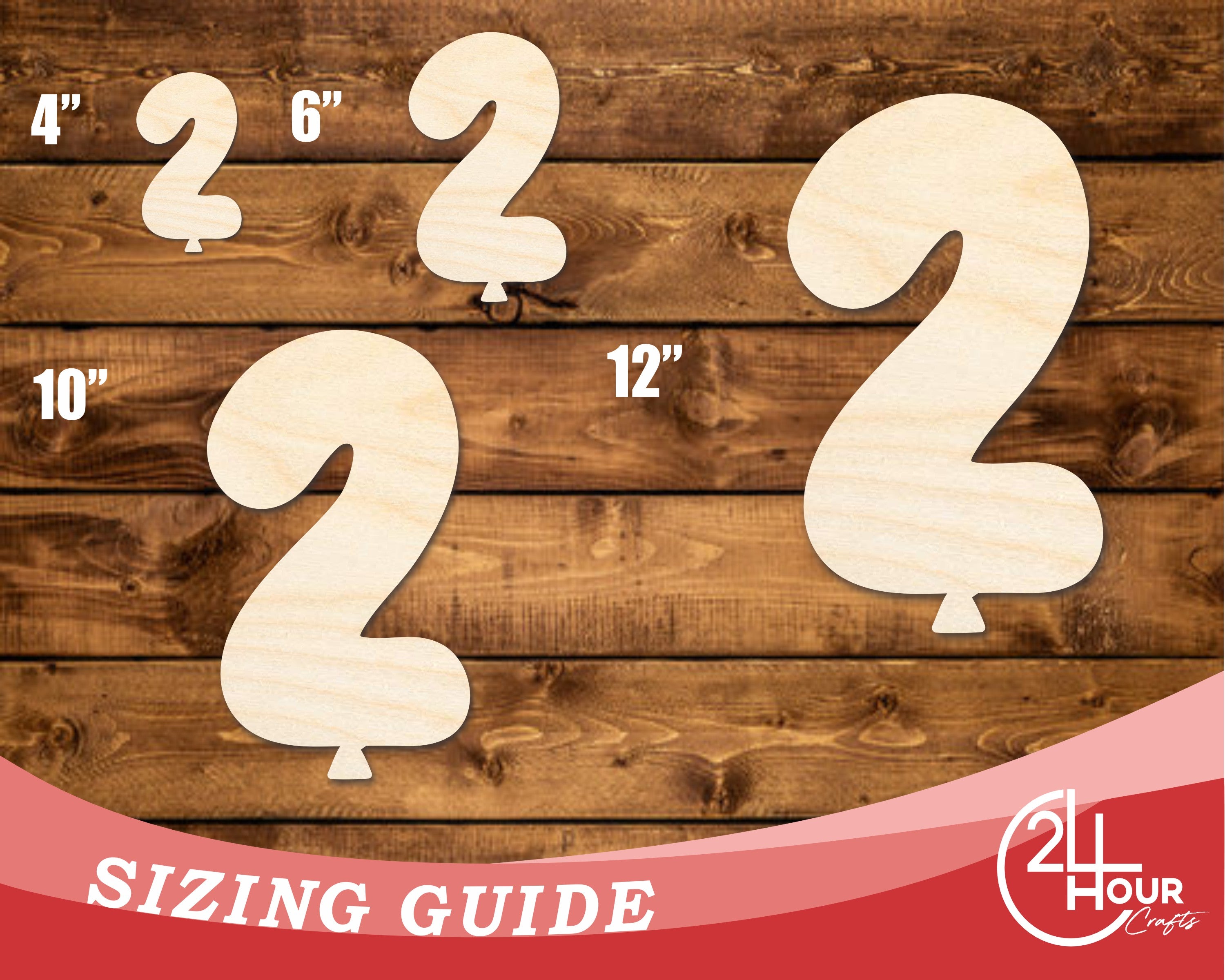 Unfinished Baltic Birch DIY Craft Cutout: Balloon Number 2 Shape up to 46"