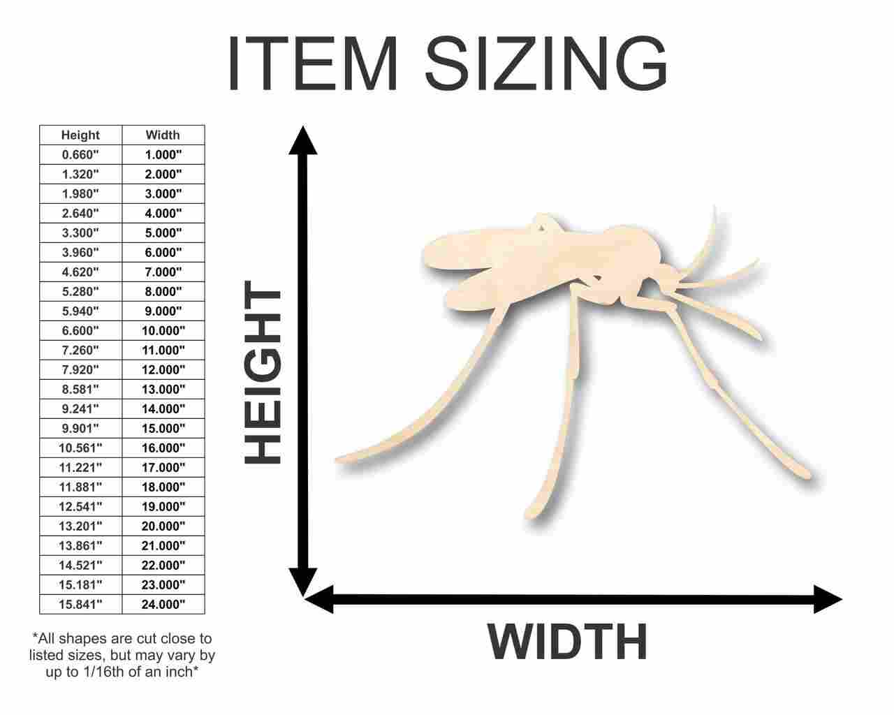 Unfinished DIY Wood Crafts in Mosquito Shape - Ideal for Insect, Animal, and Wildlife Craft Projects up to 46 Pieces