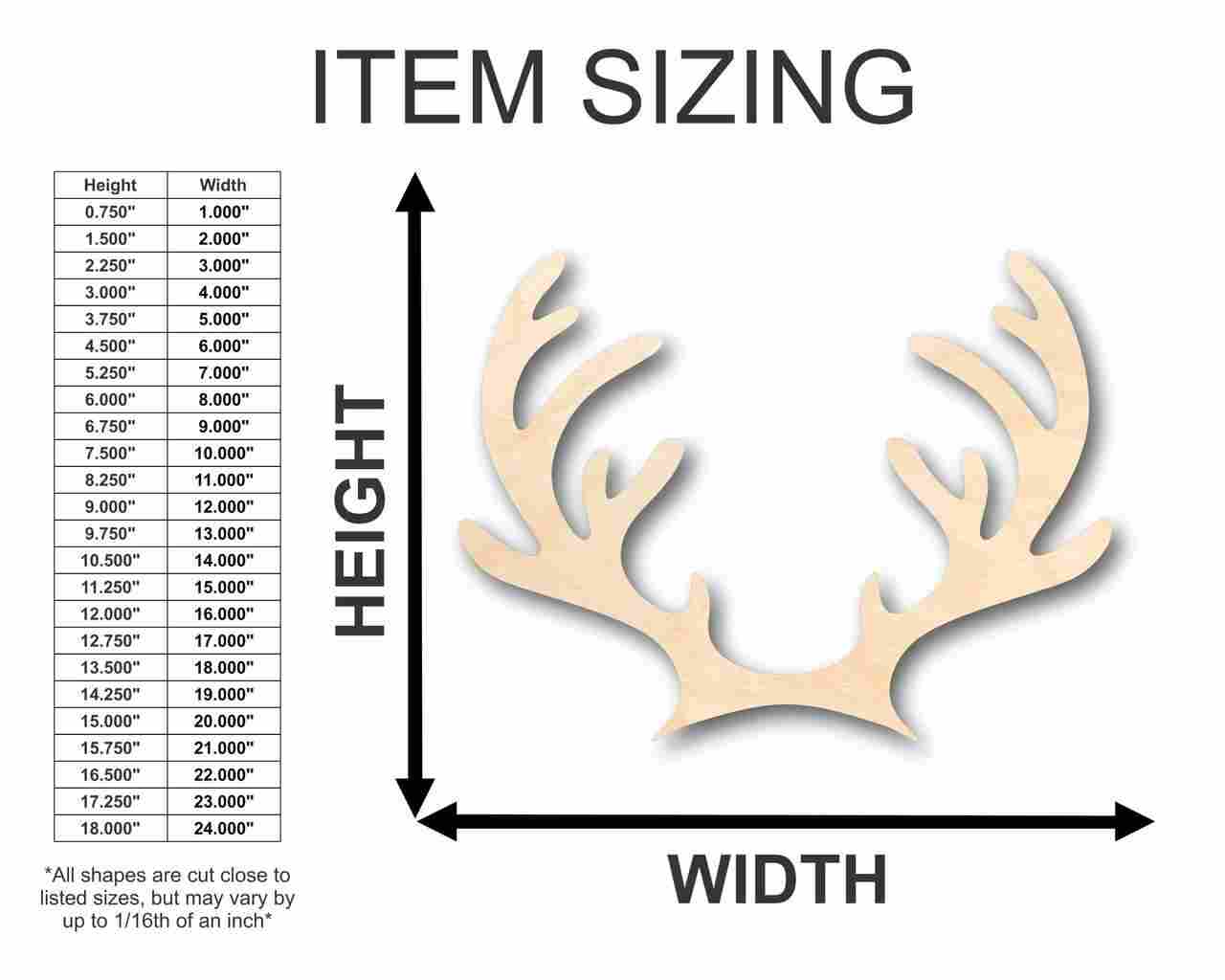 DIY Unfinished Baltic Birch Wood Reindeer Antlers Shape up to 46