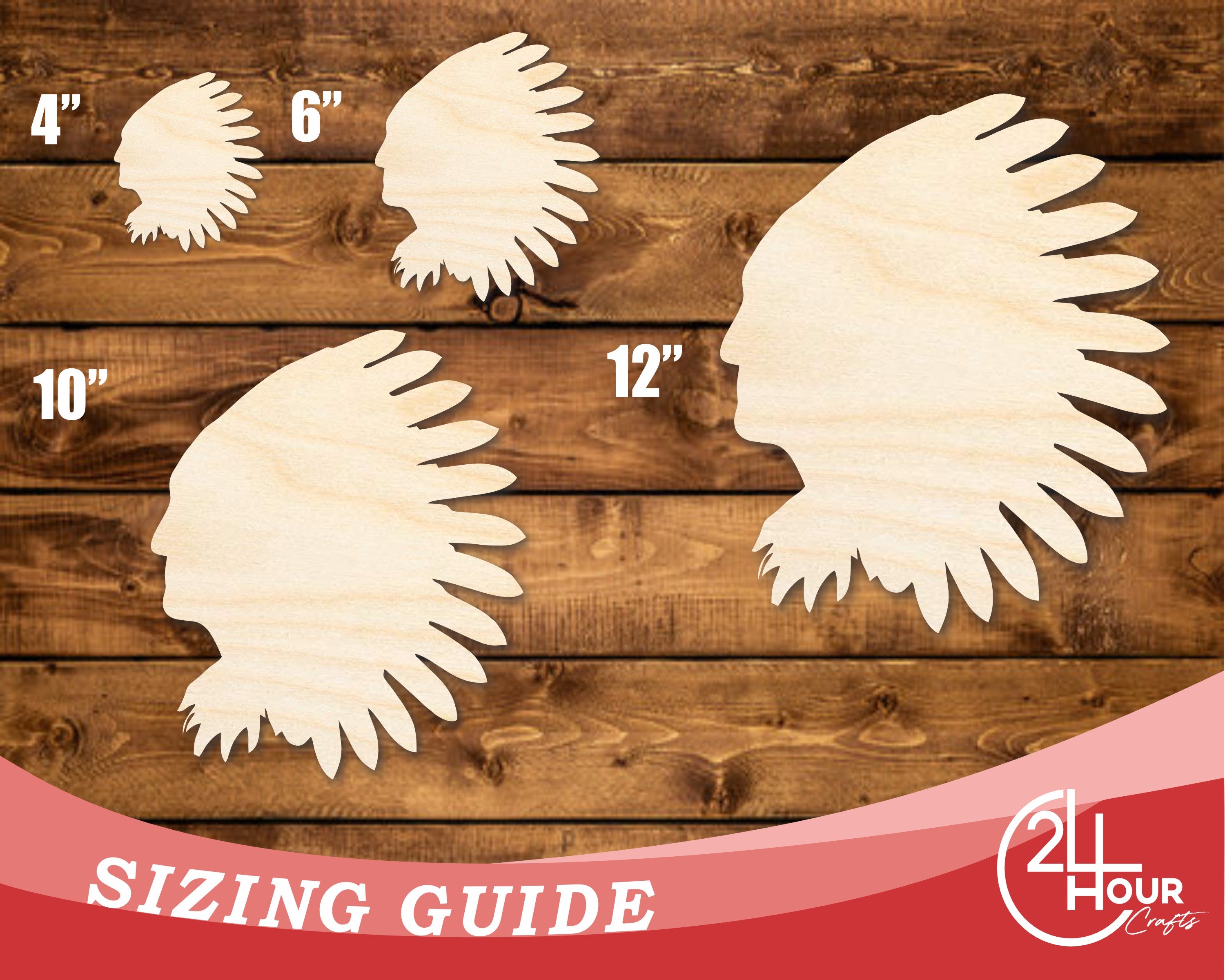 Unfinished Wood Native American Mascot Shape Cutout for DIY Crafts | Up to 46 Inches and Ideal for Multiple DIY Projects