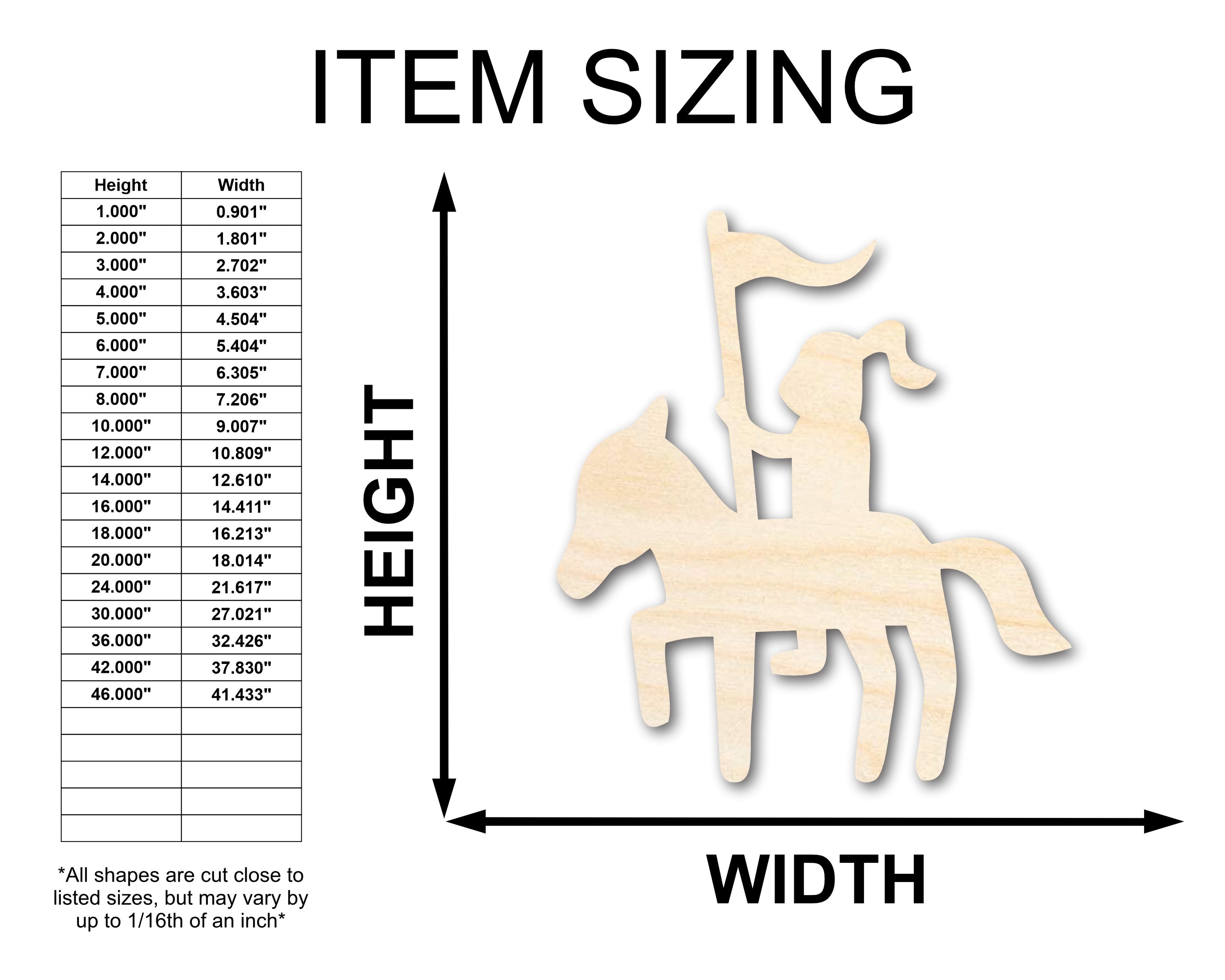 Sanded Unfinished Wood Knight Shape Crafts - Up to 36 Inches in Diameter