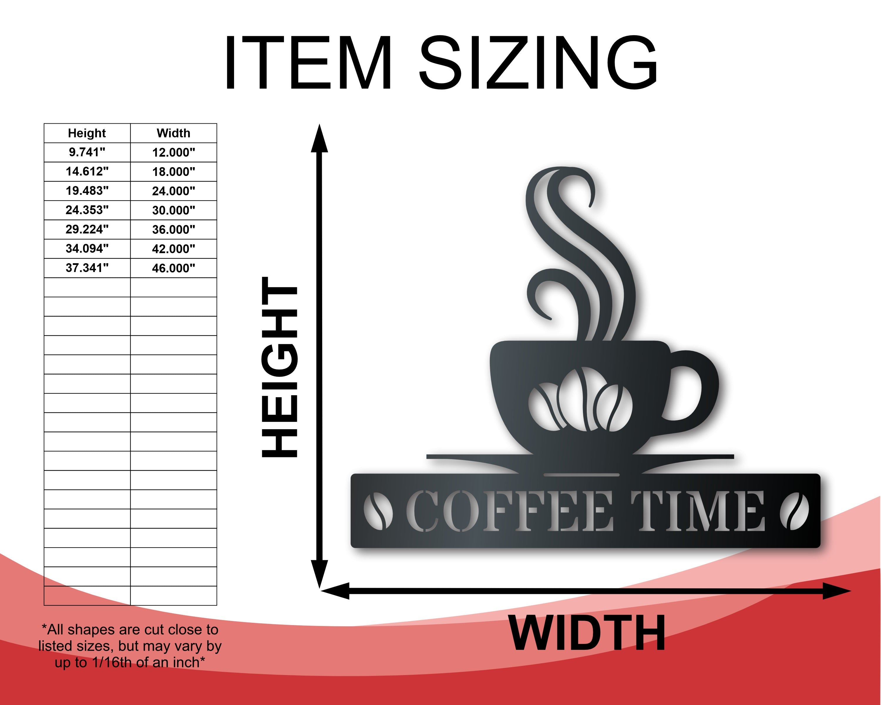 Customizable Metal Coffee Bean Wall Decor for Indoor and Outdoor Use | Up to 46 Inches in Size | More Than 20 Color Choices