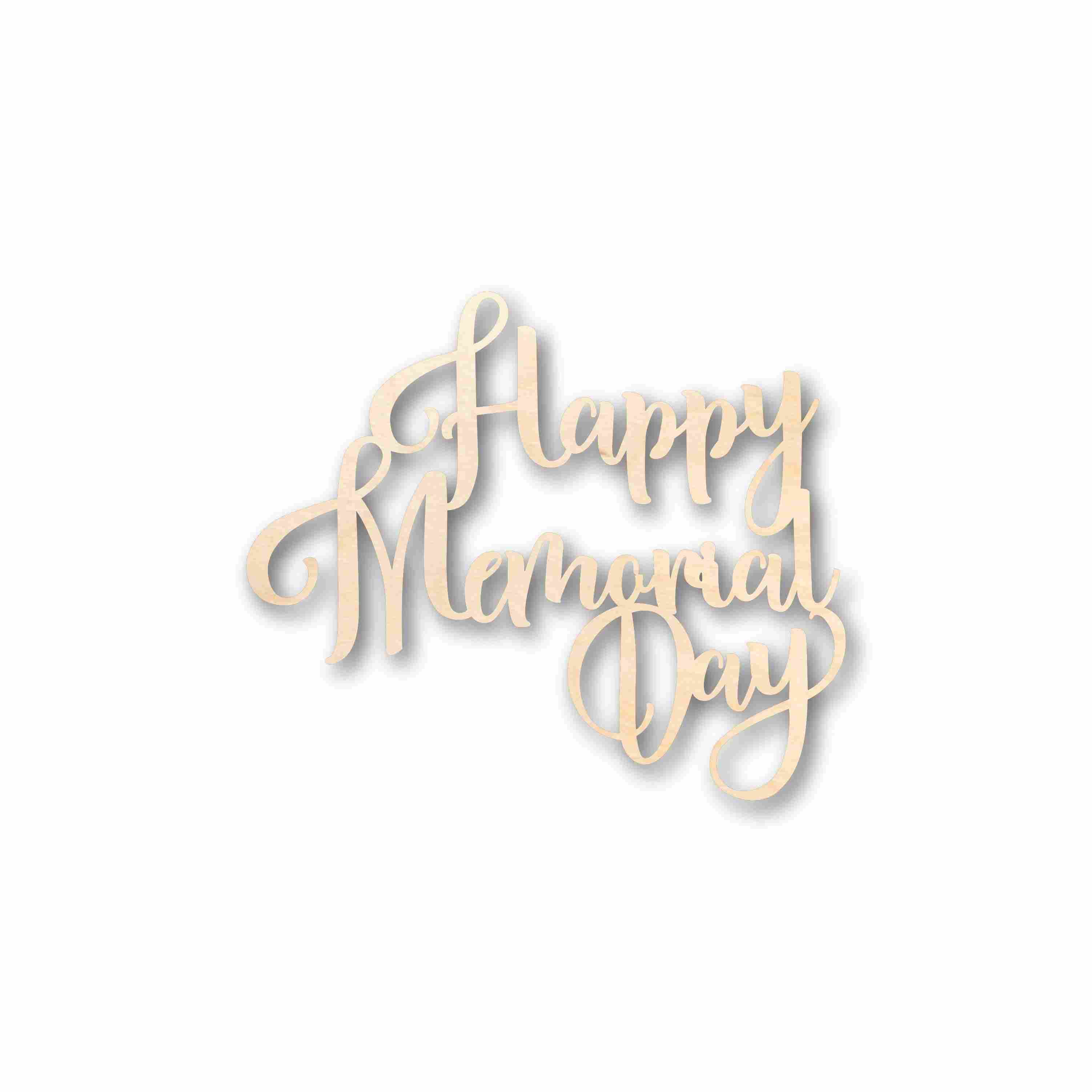 DIY Handmade Happy Memorial Day Unfinished Wood Cutout Craft for Patriotic Home Decor