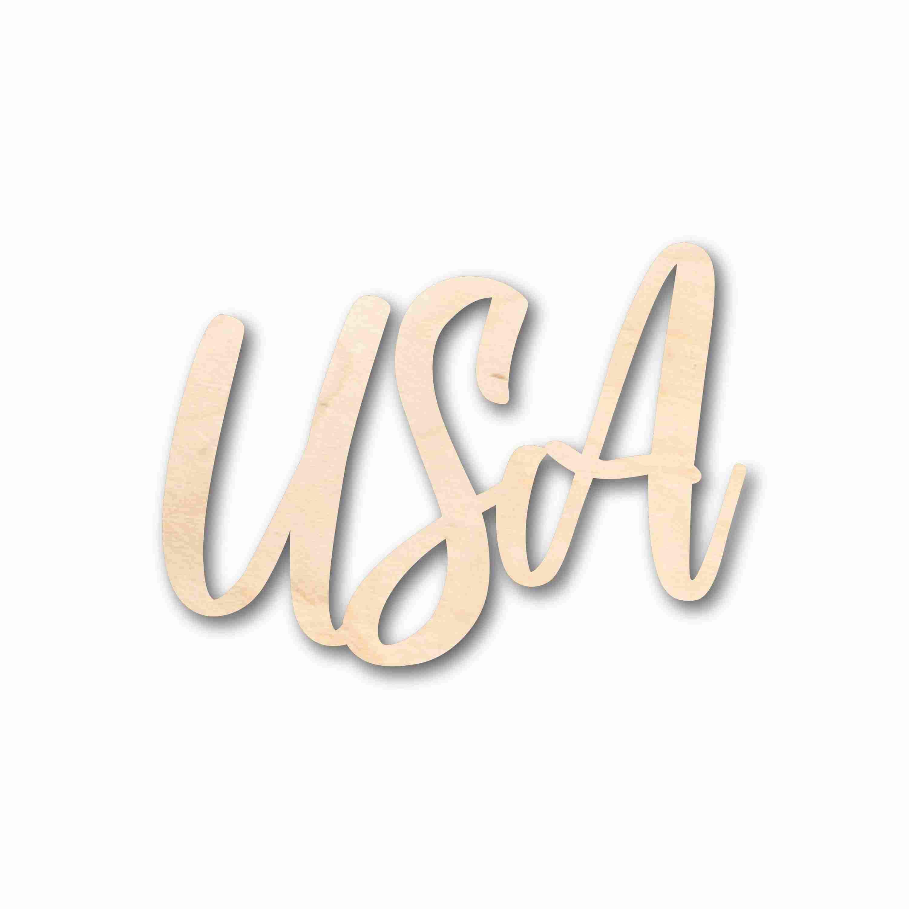 DIY Handmade Unfinished USA Script Wood Cutout Letters for Craft Gifts
