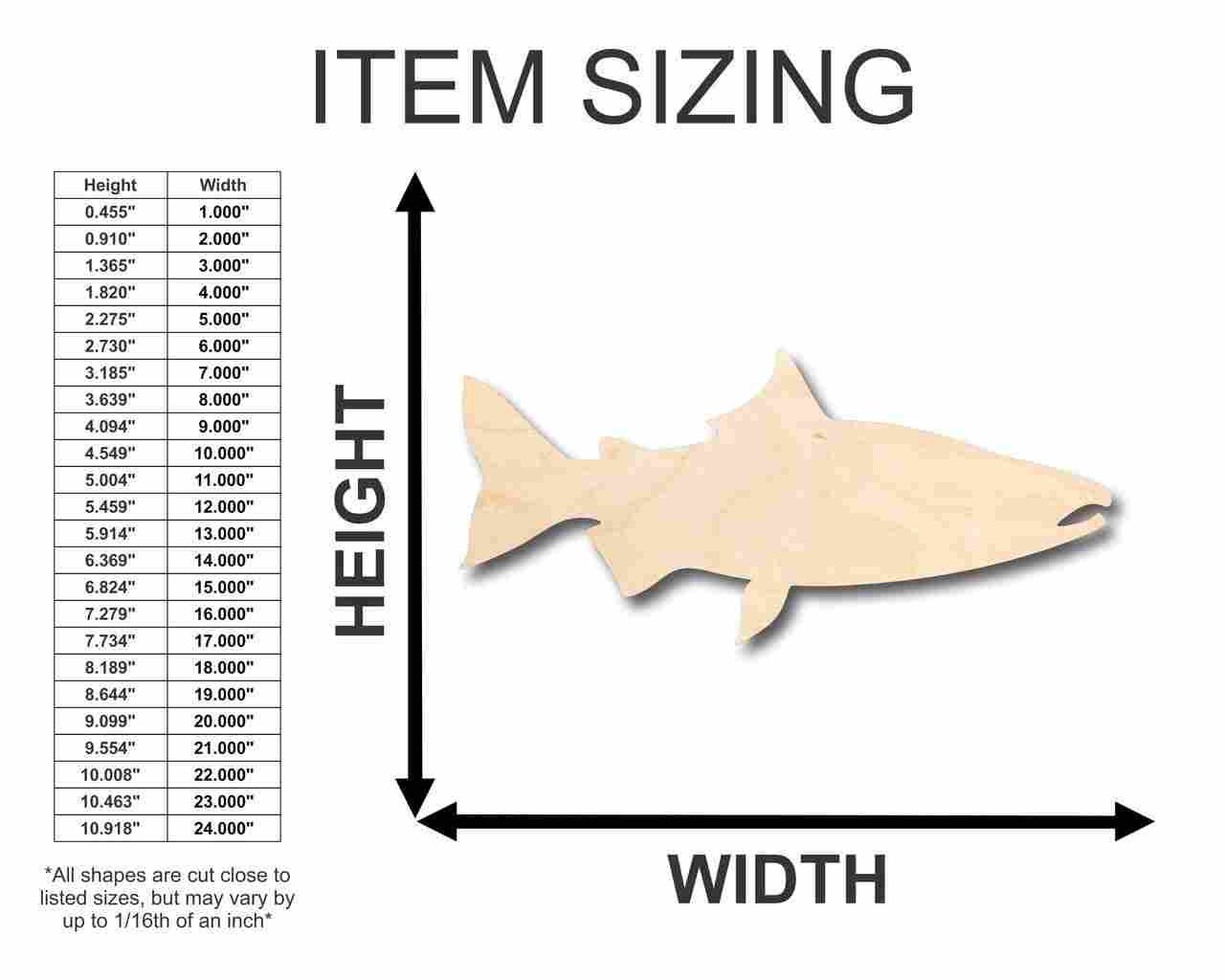 DIY Unfinished Baltic Birch Wood Salmon Fish Shape for Ocean Crafts (Up to 46")