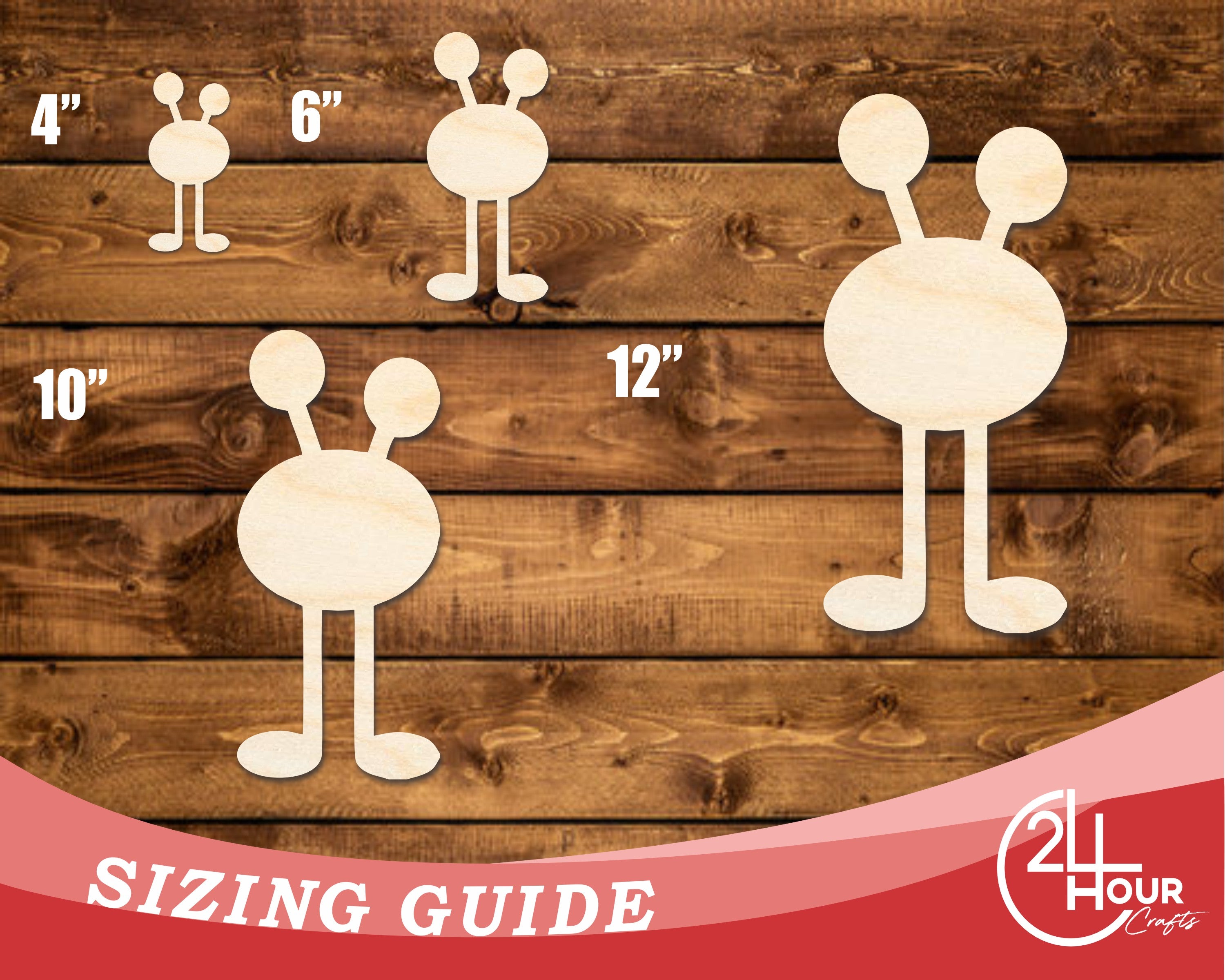 Unfinished Long - Legged Monster - Shaped Wood Cutouts for DIY Crafts, Up to 46 Inches for 24 Different DIY Projects