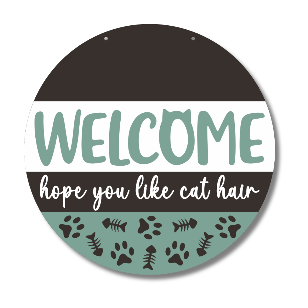 Unfinished Wood Cat-shaped Welcome Door Sign Craft Kit - 1/4 Inch Thick Wood Cutouts for Creative Decor