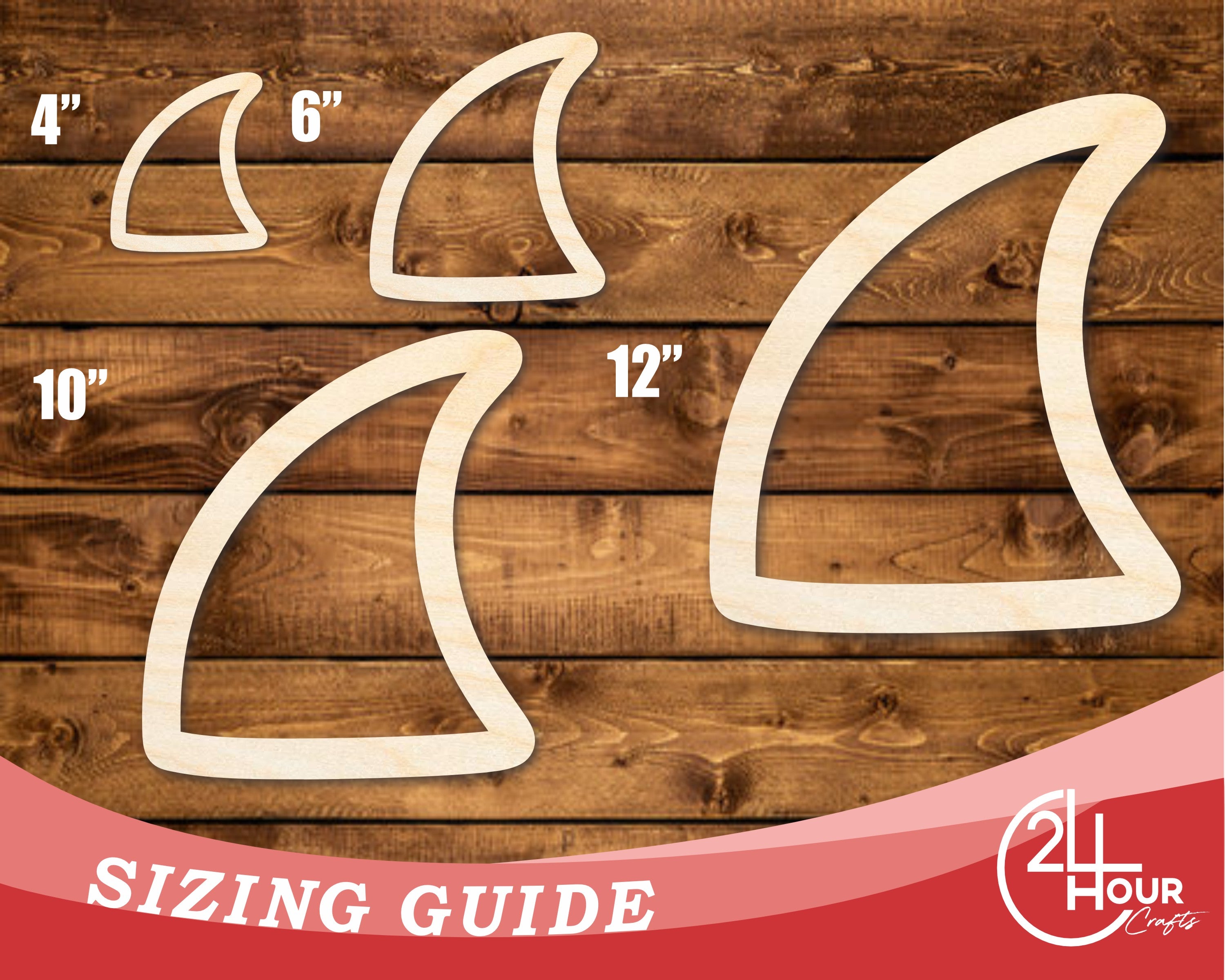 DIY Unfinished Baltic Birch Shark Fin Outline Cutout, Up to 46 Inches