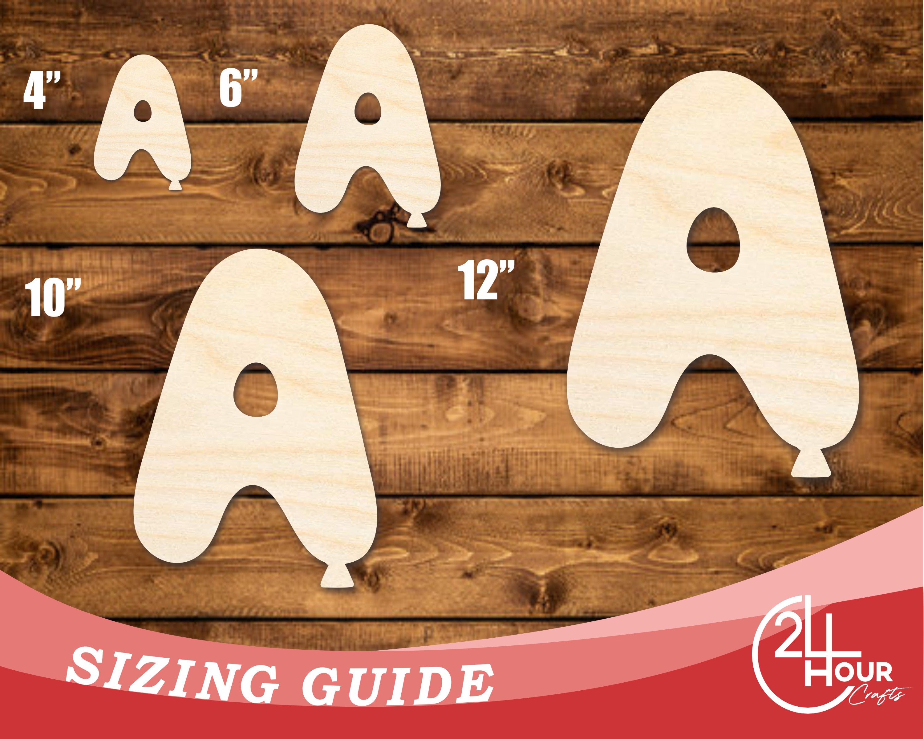 Unfinished DIY Craft Cutout - Wood Balloon Letter A Shape, Suitable for up to 46 DIY Projects