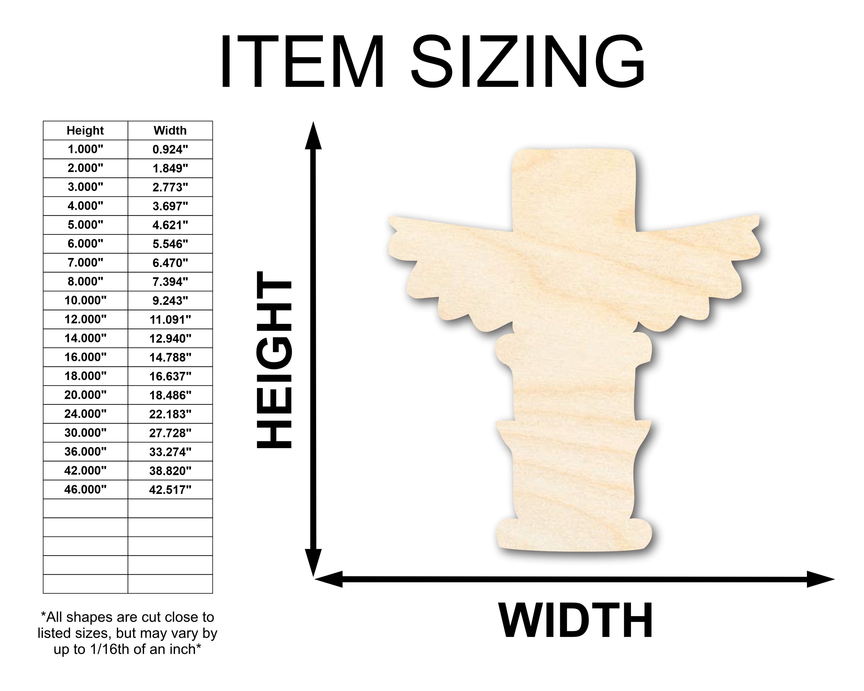 DIY Unfinished Native American Wood Totem Shape Cutouts up to 46 Inches