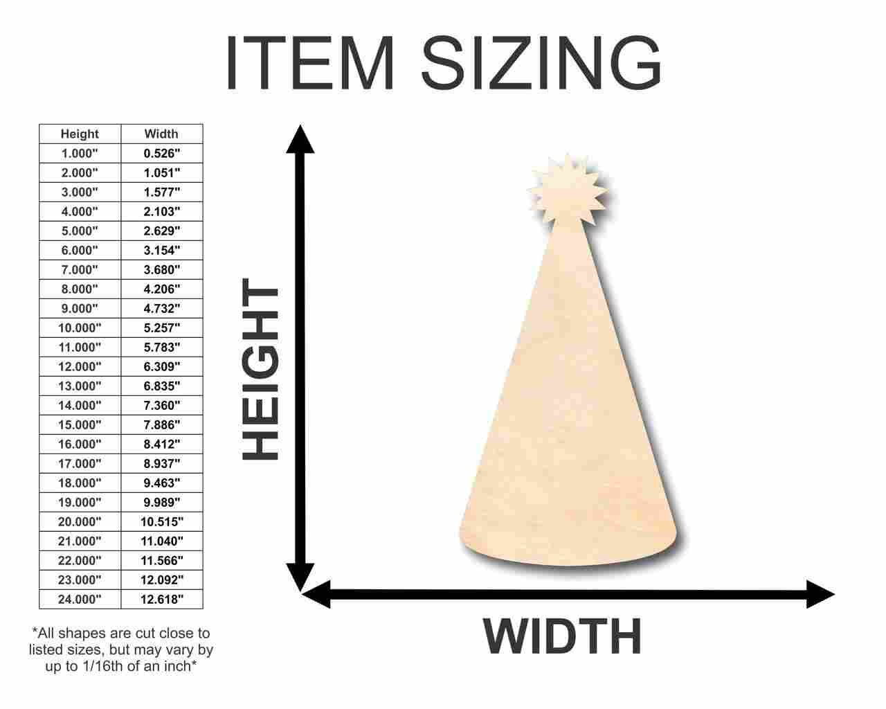 Unfinished Wood Craft Items in Birthday Party Hat Shape for Up to 46 DIY Projects