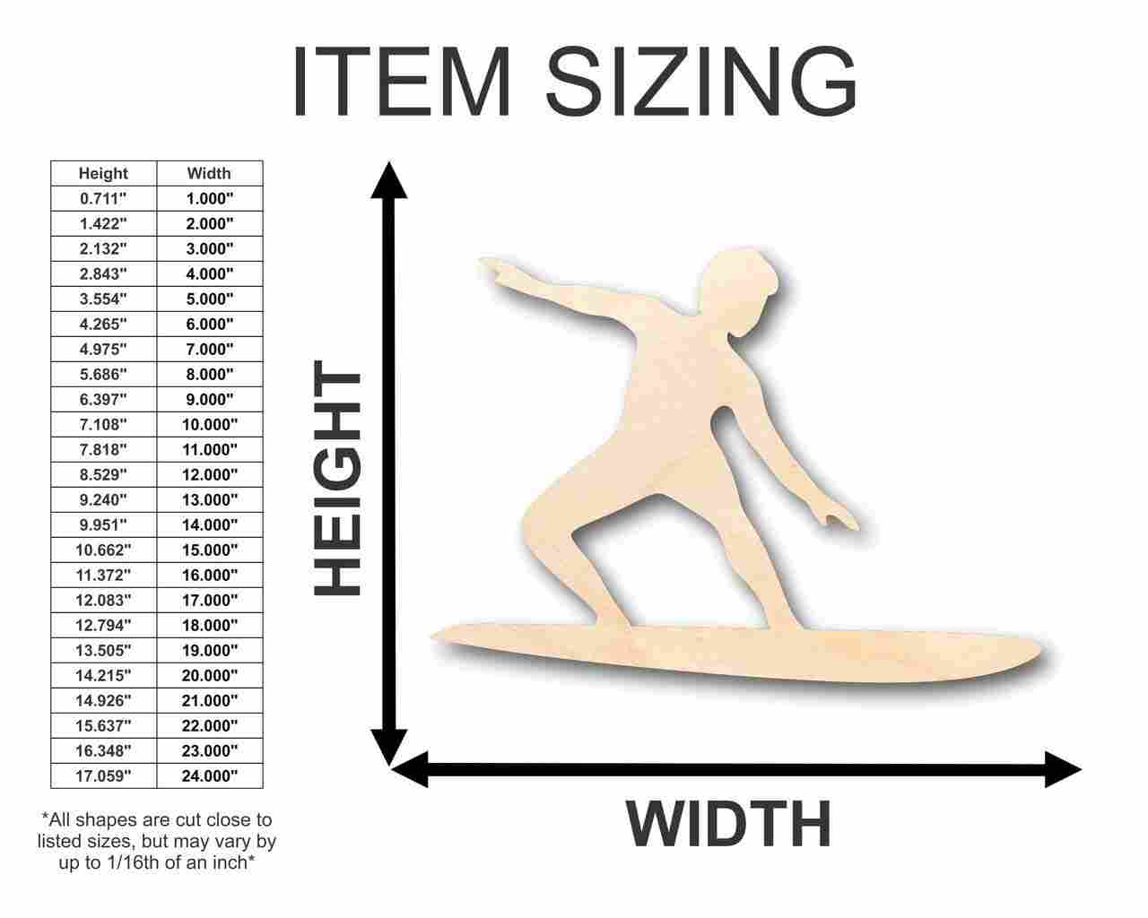DIY Unfinished Baltic Birch Wood Surfer Shape for Nursery and Crafts, up to 46